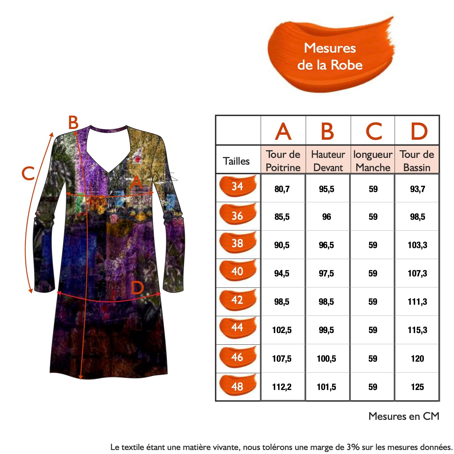 Guide des tailles - LA ROBE | COULEUR POURPRE