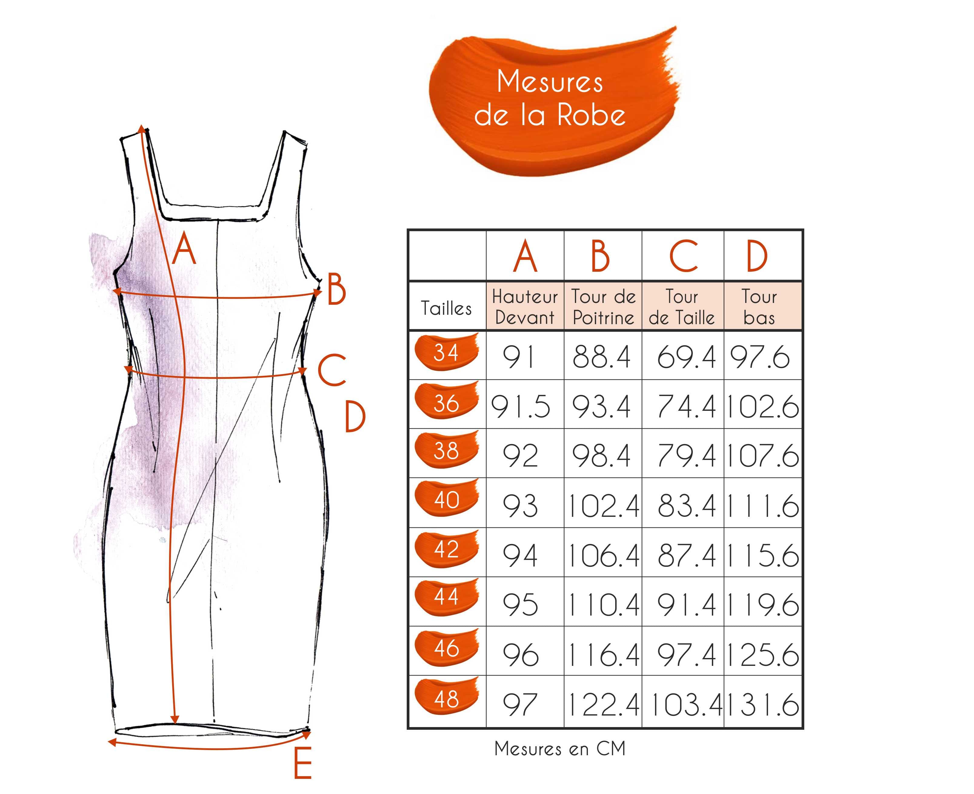 Guide des tailles - LA ROBE | PRESQU'ÎLE