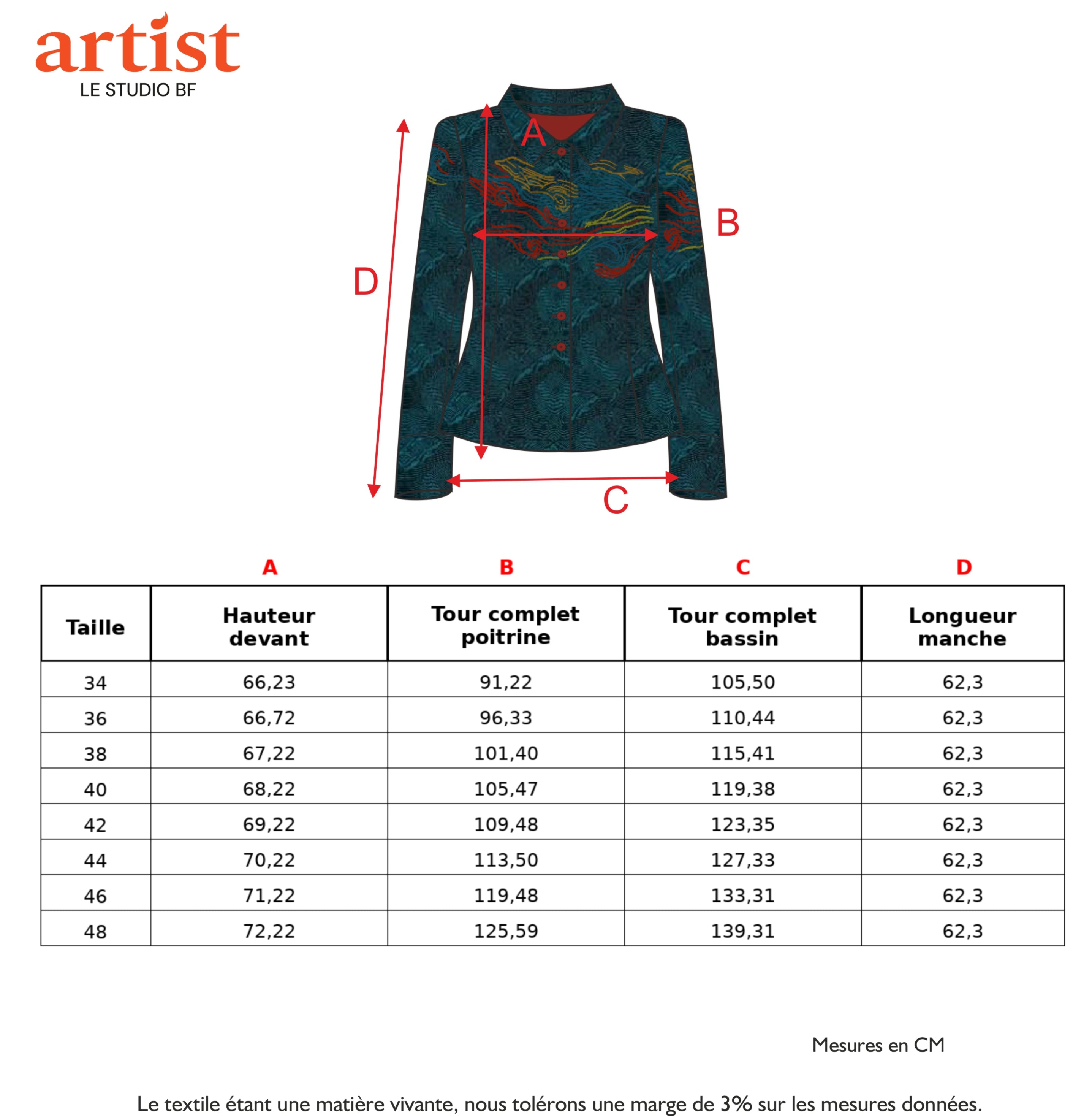 Guide des tailles - LA VESTE JACQUARD | SUR LA ROUTE DE MOUSTIERS