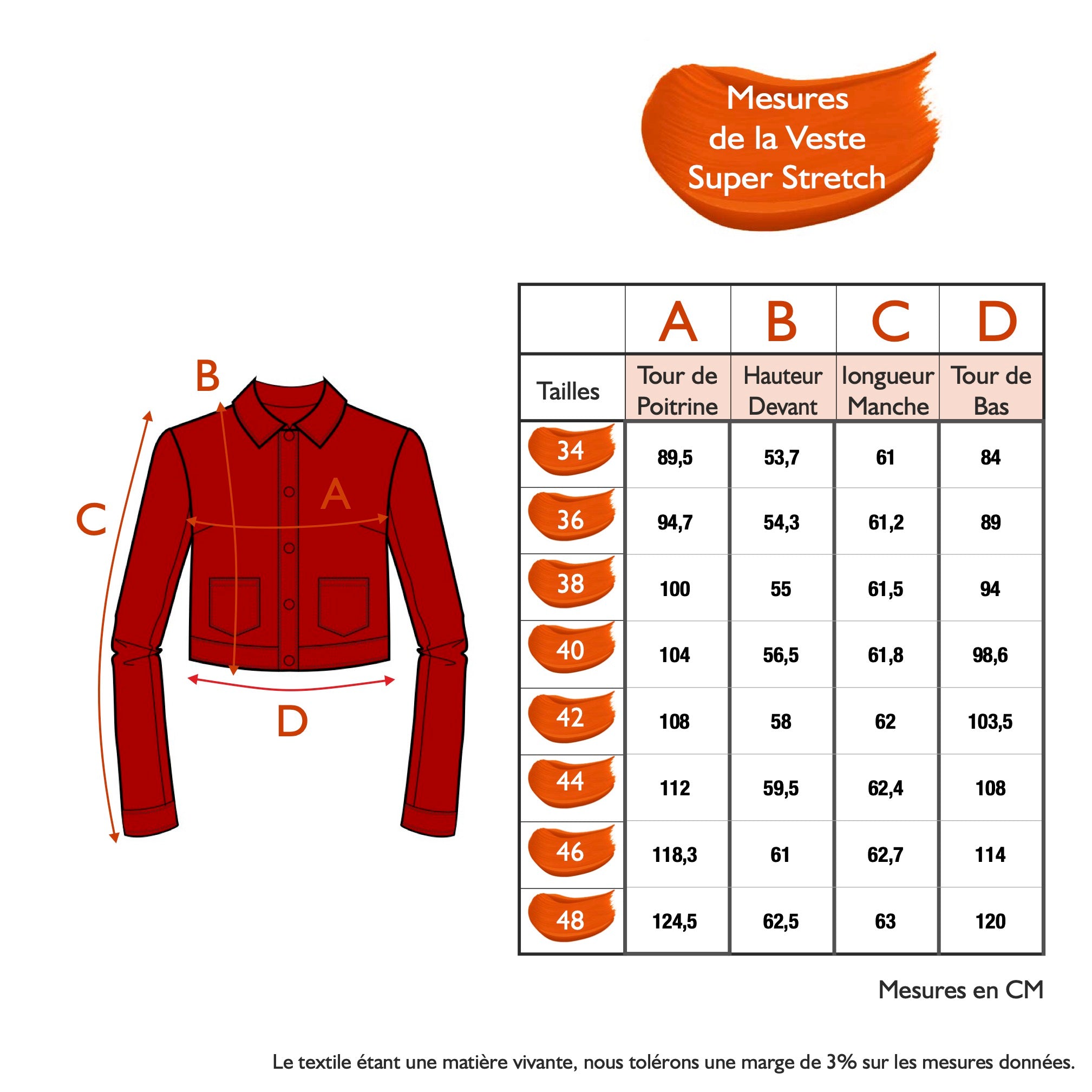 Guide des tailles - LA VESTE SUPER STRETCH 2025 | PERMANENTS