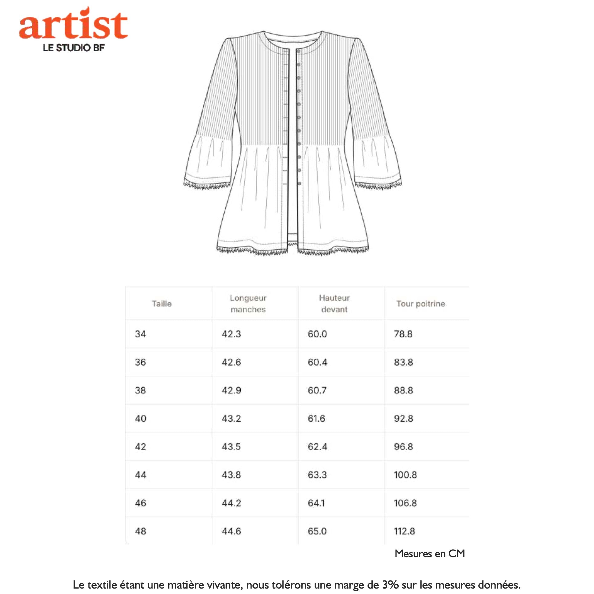 Guide des tailles - LA VESTE | BLANC DE NOIR