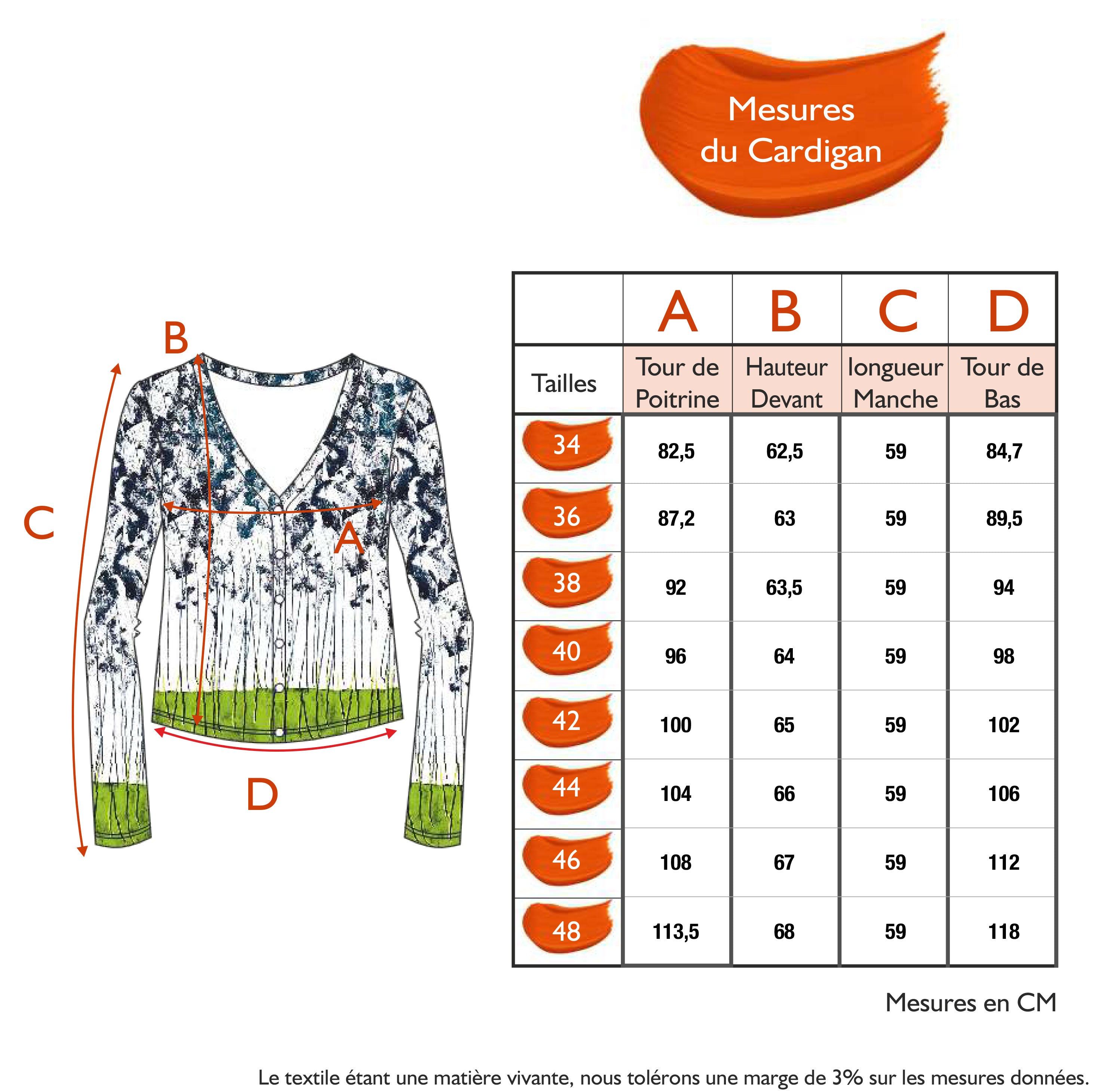 Guide des tailles - LE CARDIGAN | UN ÉTÉ SOUS LES PINS