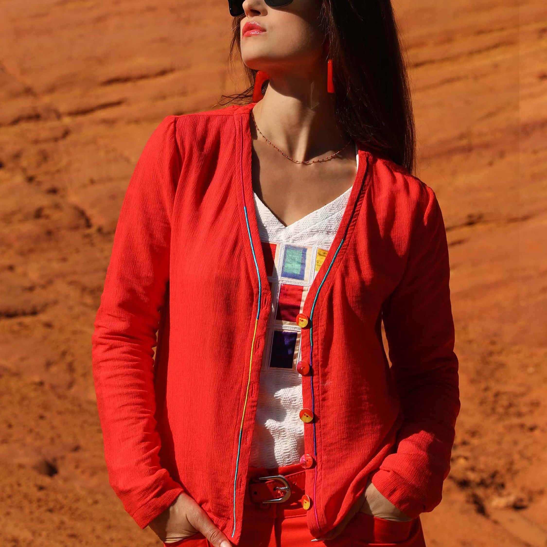 EMBROIDERED PLAIN CARDIGAN | A THOUSAND AND ONE COLORS
