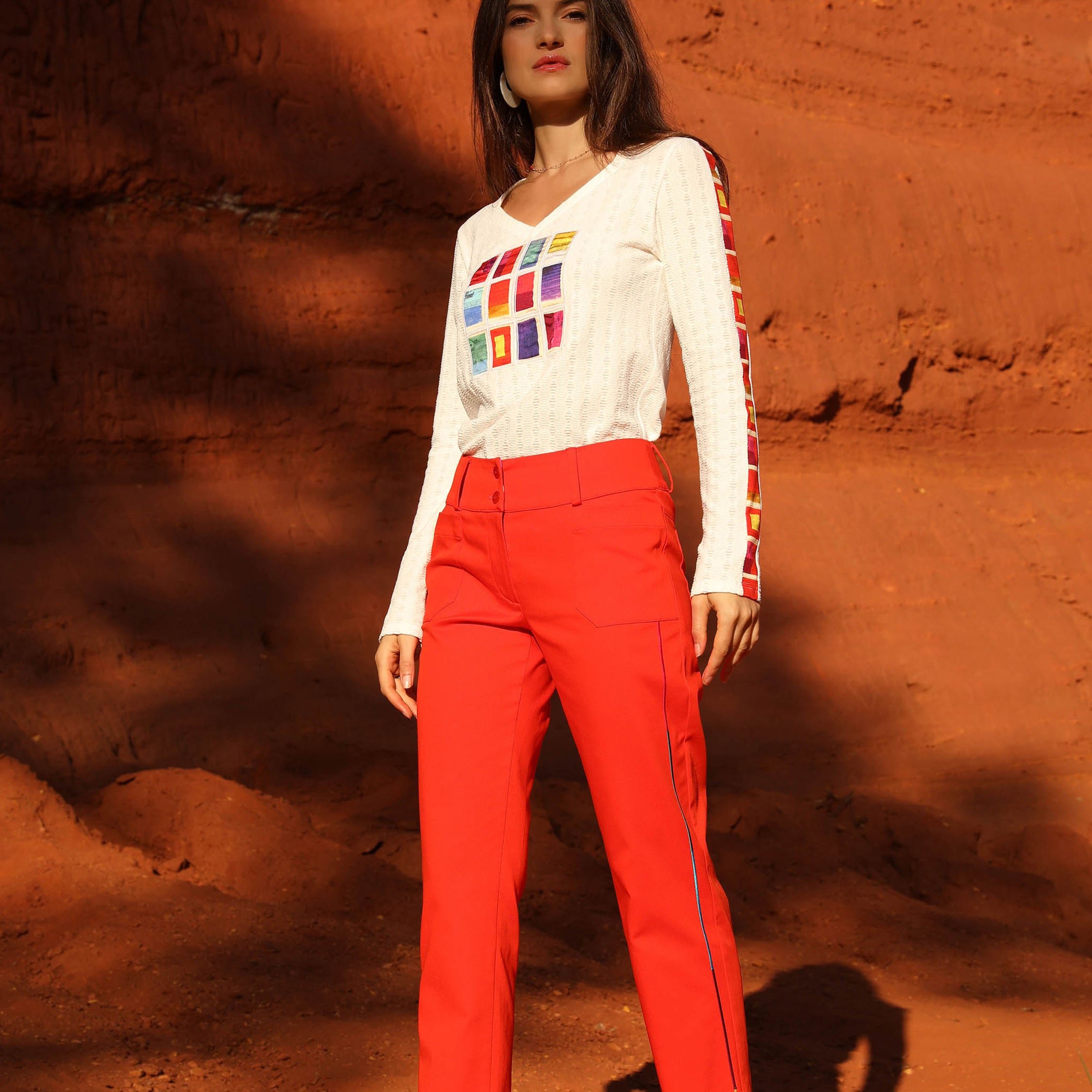 THE EMBROIDERED SOLID PANTS | A THOUSAND AND ONE COLORS