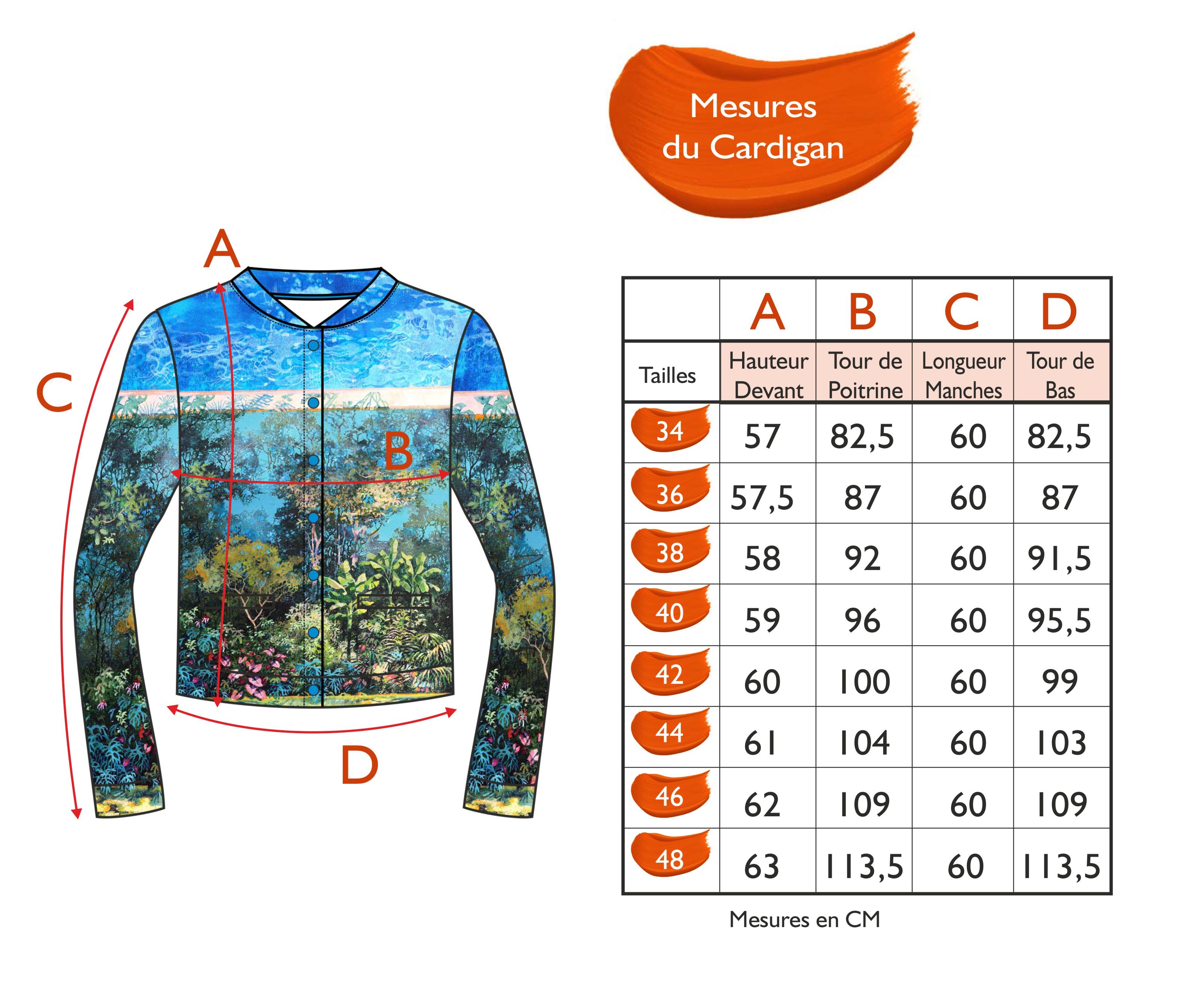 Guide des tailles - LE CARDIGAN | WONDERLAND