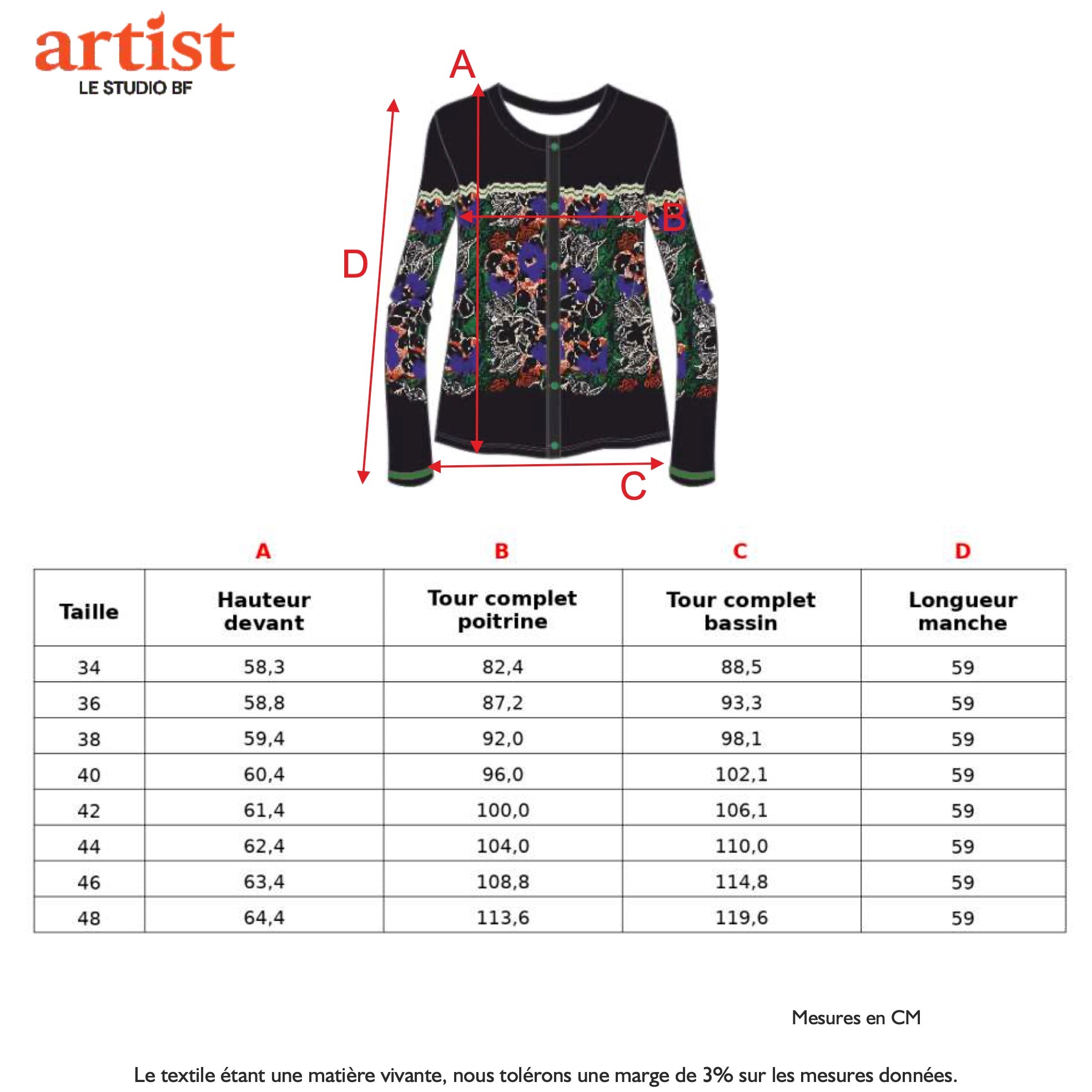 Guide des tailles - LE CARDIGAN | MURMURE VÉGÉTAL