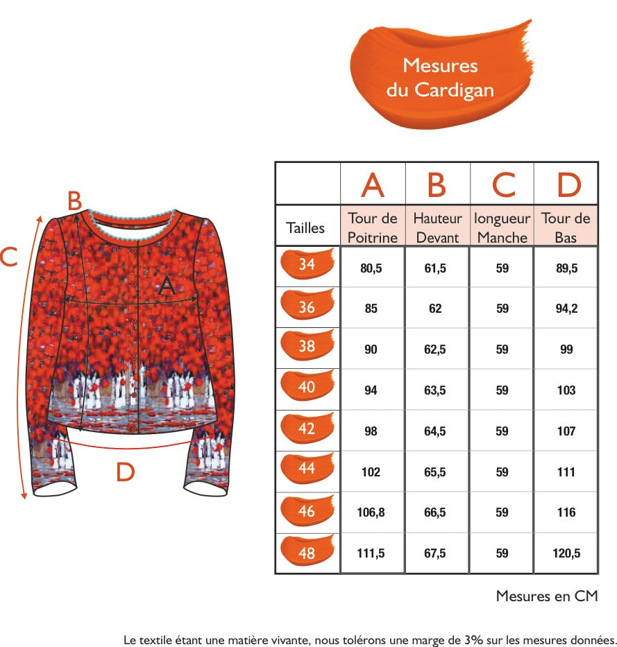 Guide des tailles - THE CARDIGAN | BREATHE