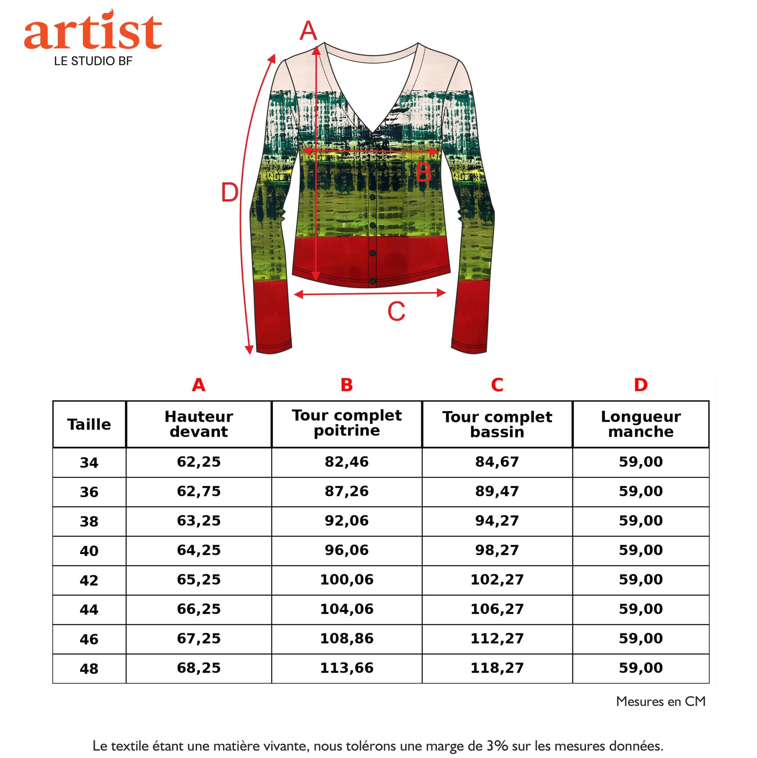 Guide des tailles - THE PRINTED CARDIGAN | A DREAM?