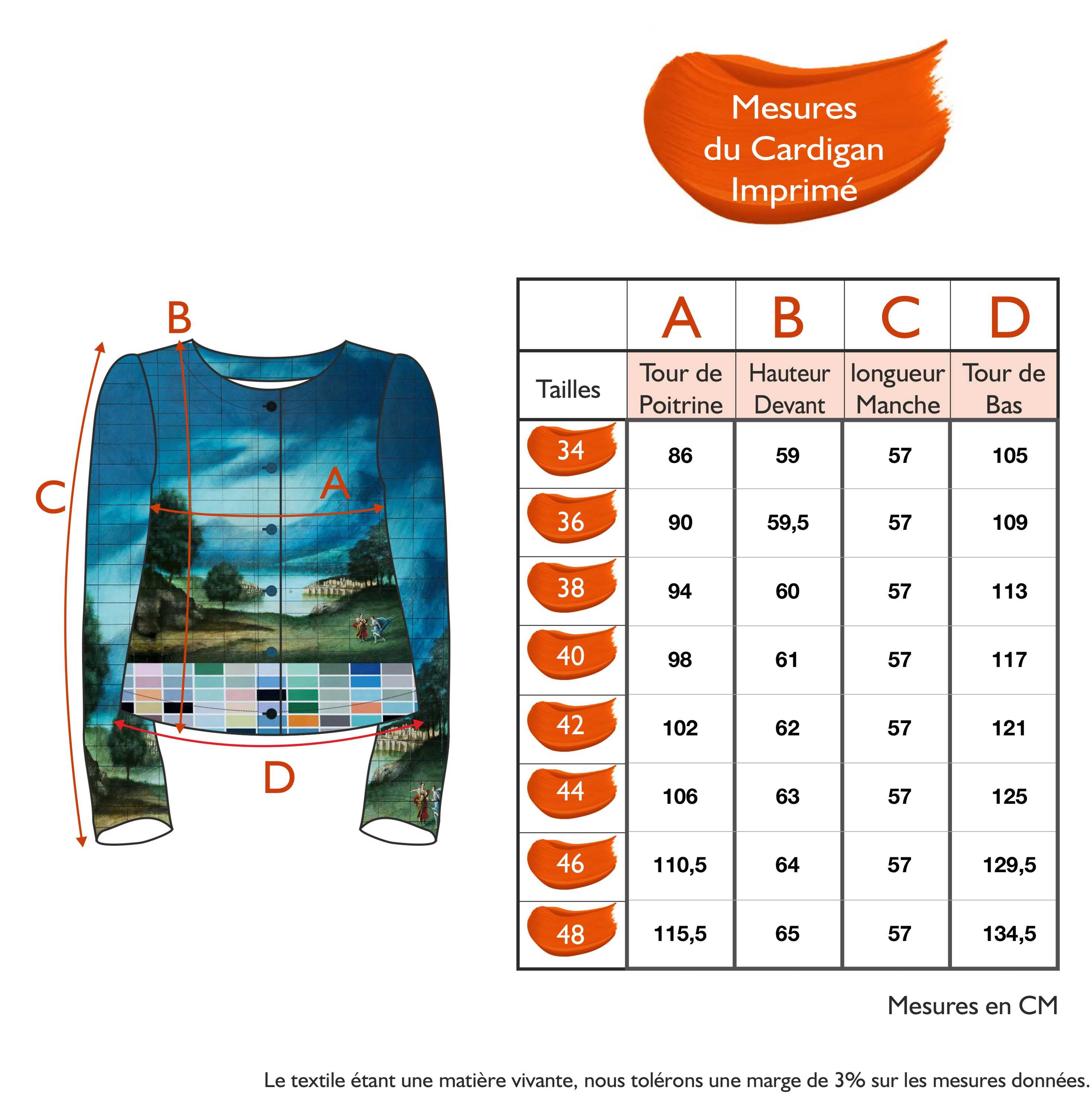 Guide des tailles - LE CARDIGAN | HARMONIA
