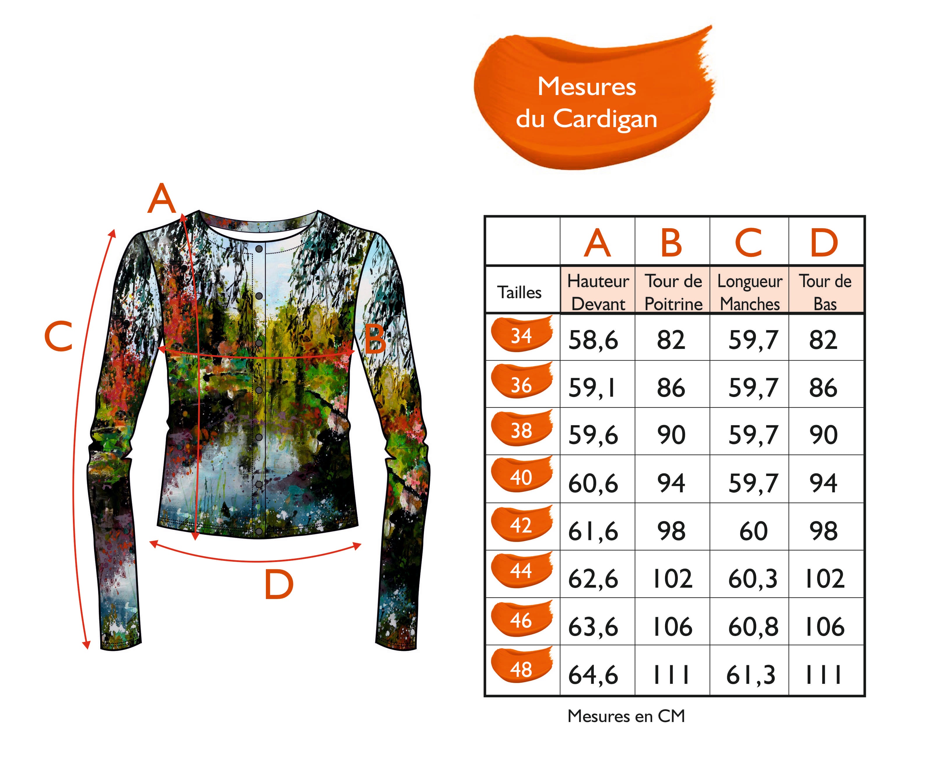 Guide des tailles - LE CARDIGAN | AU PARADIS