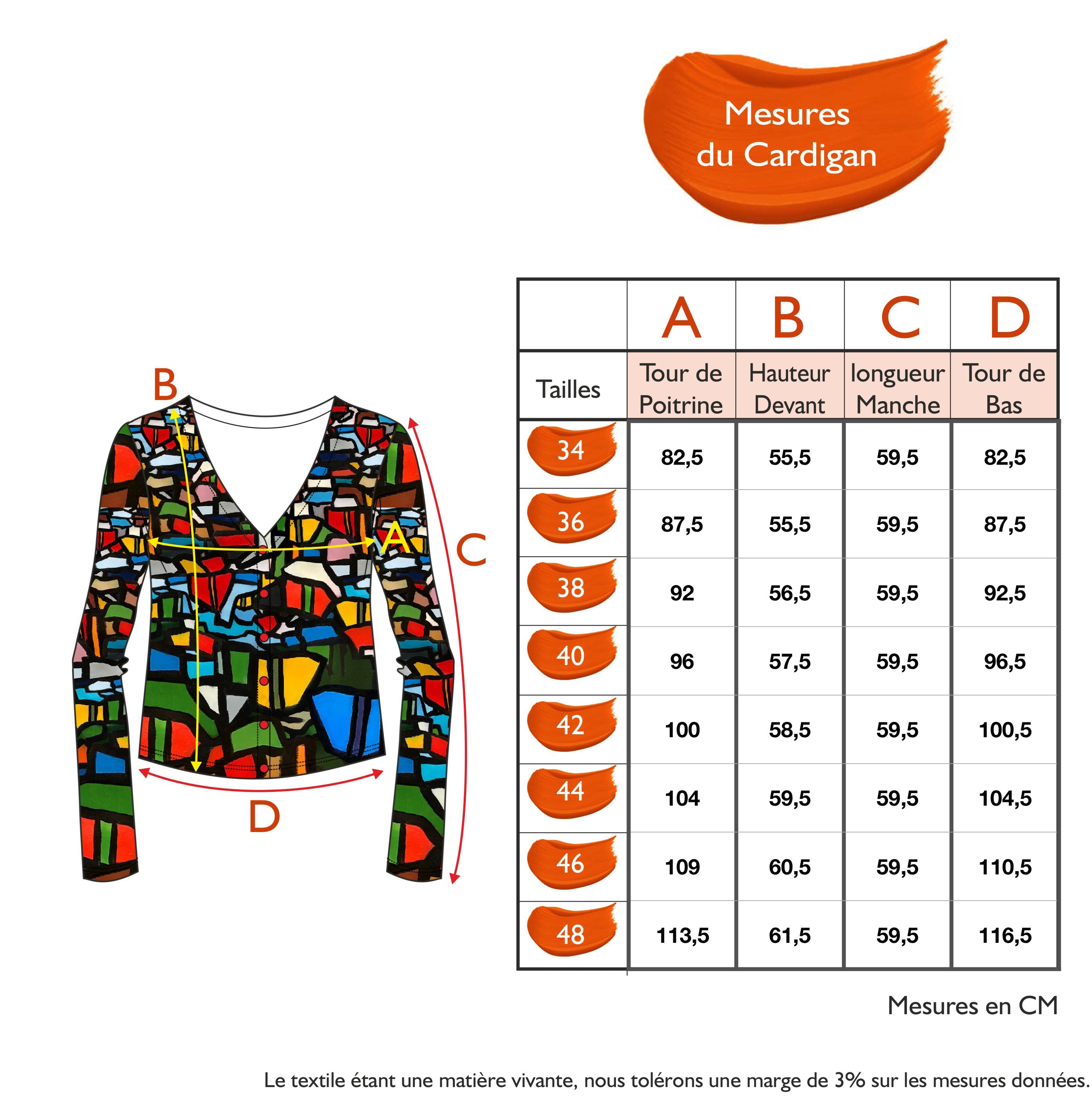 Guide des tailles - LE CARDIGAN | LE PORT DE CASSIS