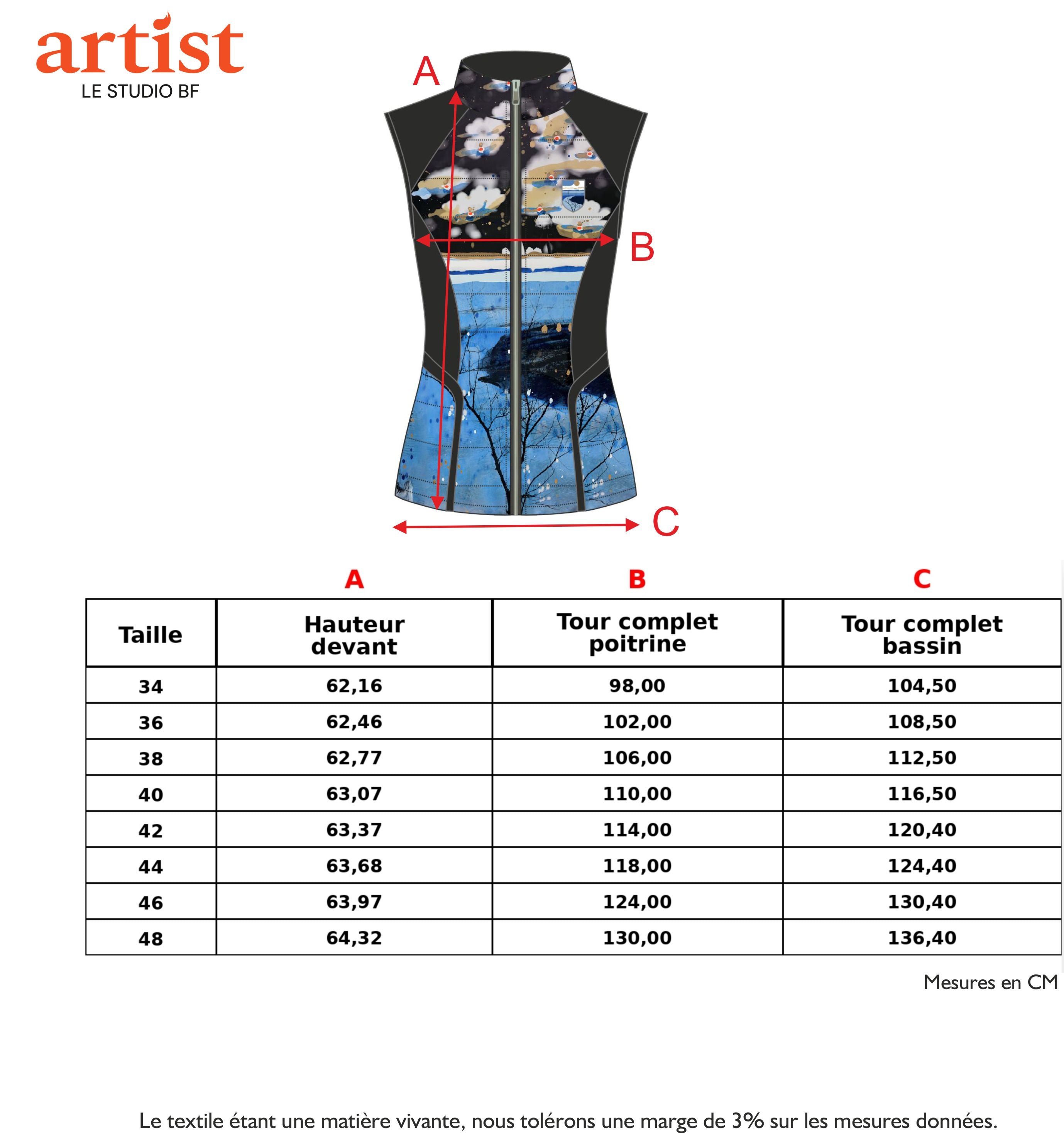 Guide des tailles - LE GILET SANS MANCHES | GRAND NORD