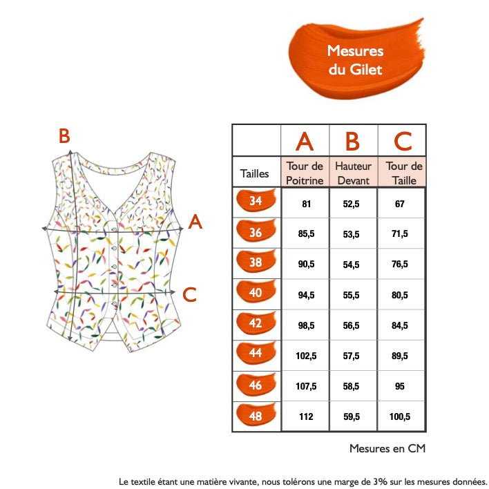 Guide des tailles - LE GILET | PLEIN SOLEIL