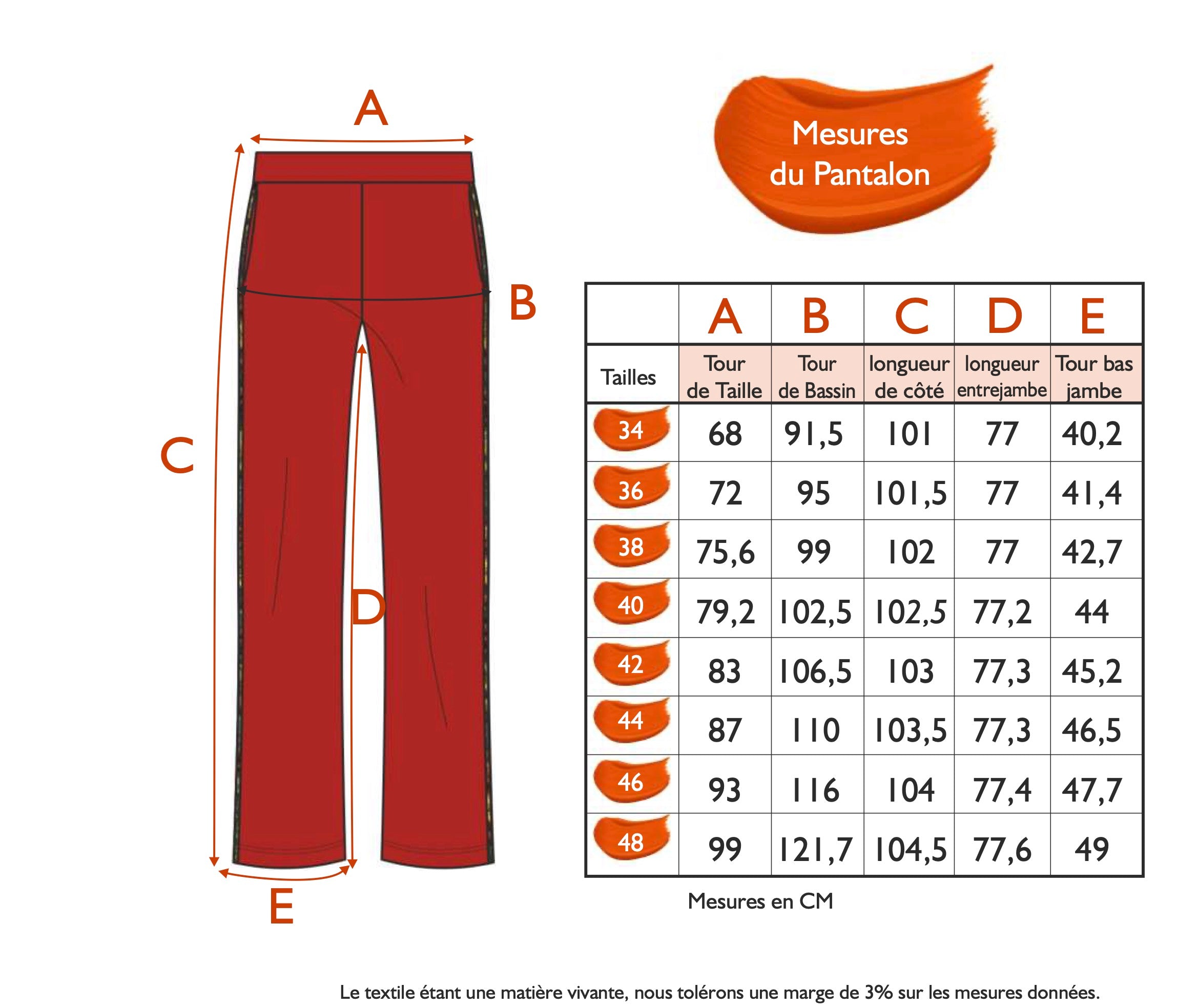Guide des tailles - LE PANTALON | ENTRE SOI