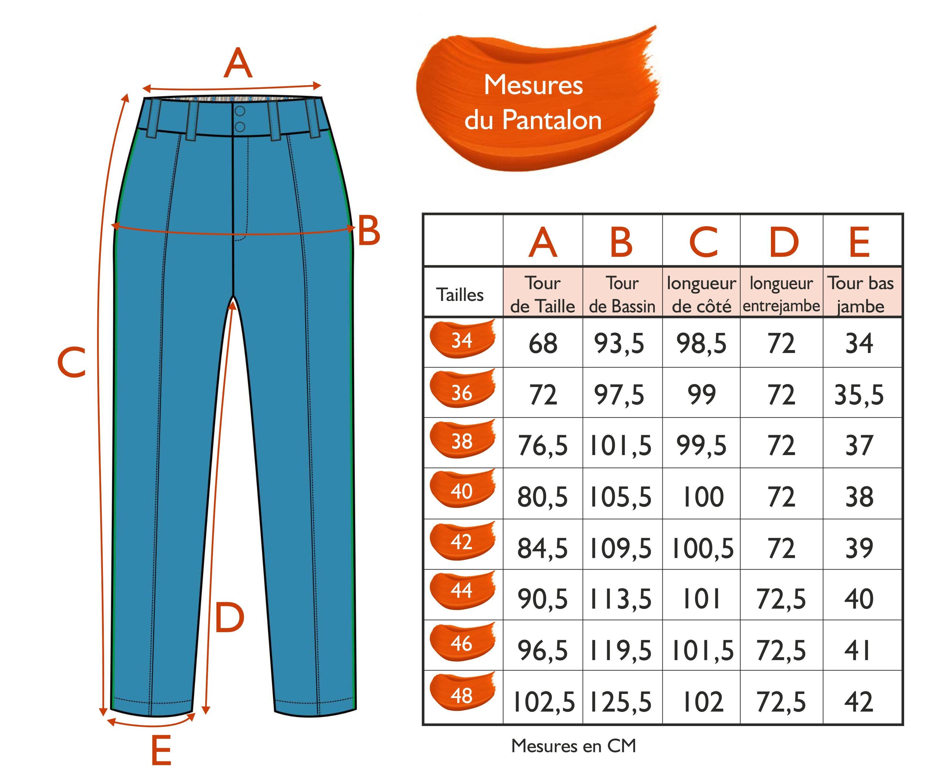 Guide des tailles - LE PANTALON | WONDERLAND
