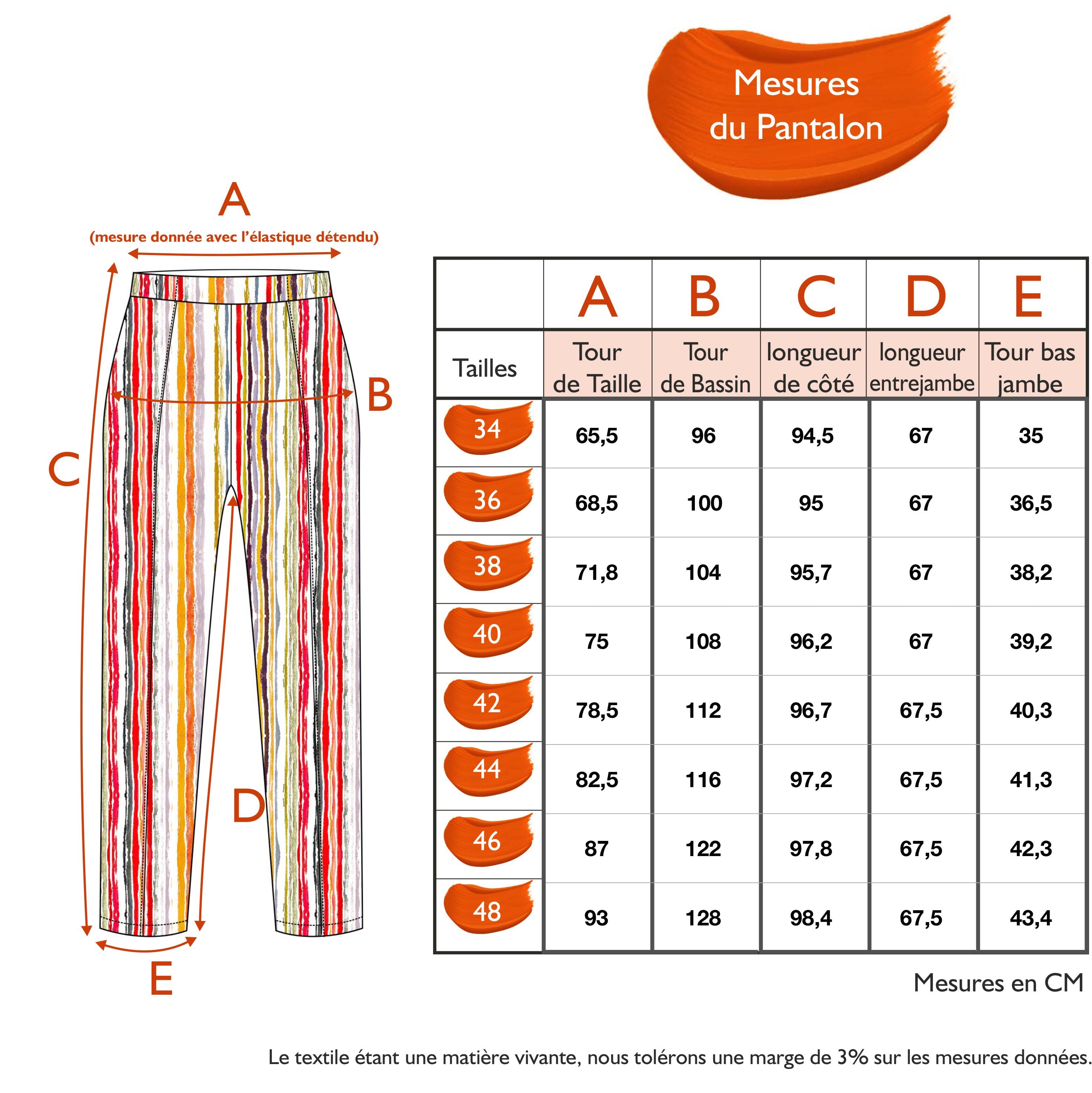 Guide des tailles - LE PANTALON IMPRIMÉ | ROMANCE