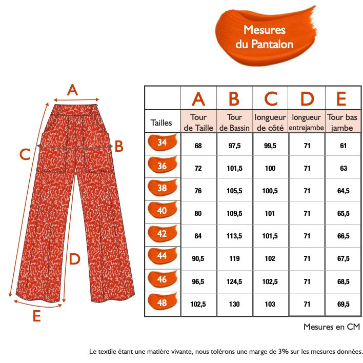 Guide des tailles - LE PANTALON | PLEIN SOLEIL