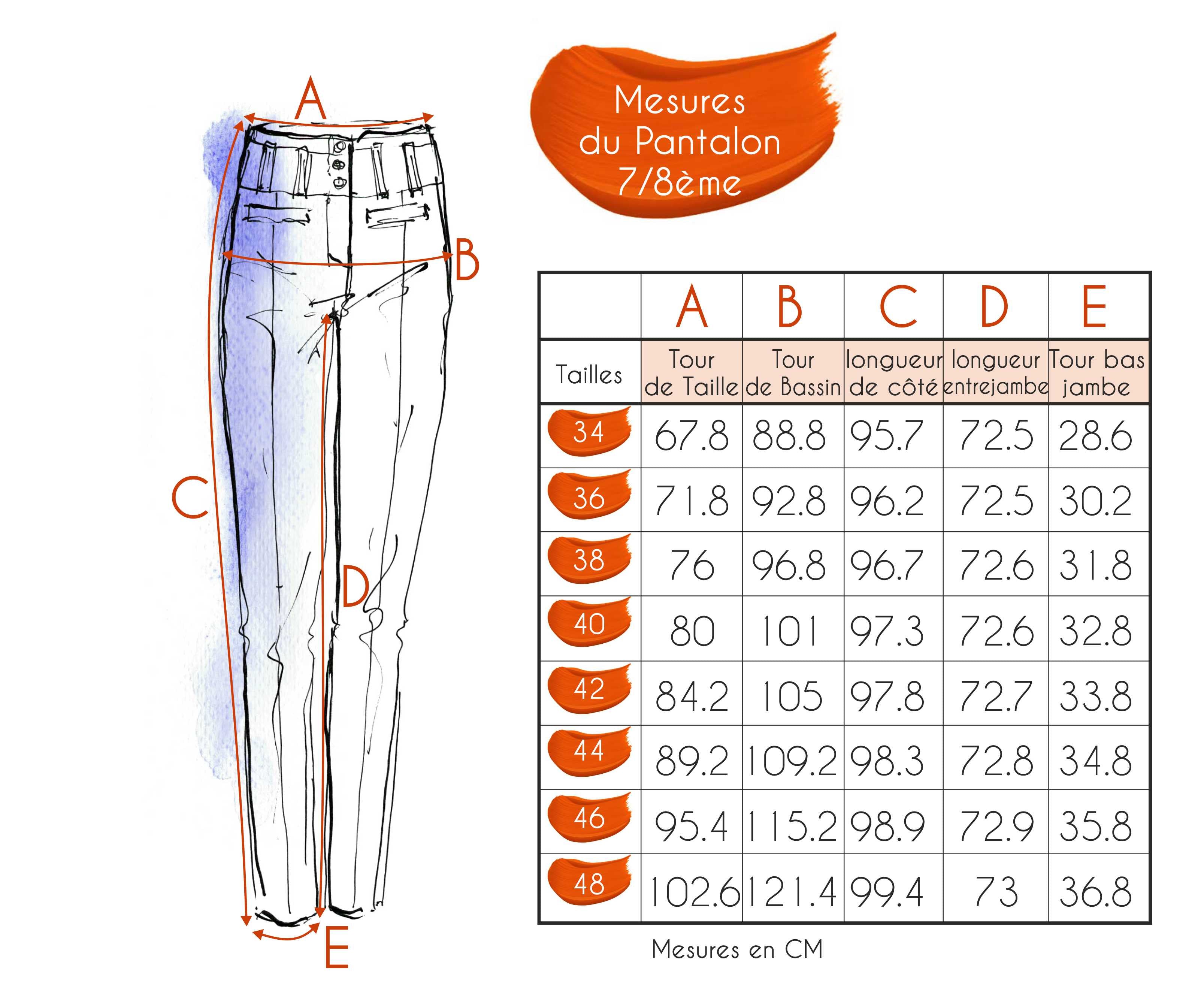 Guide des tailles - LE PANTALON 7/8 | SUPERLYCRA 21
