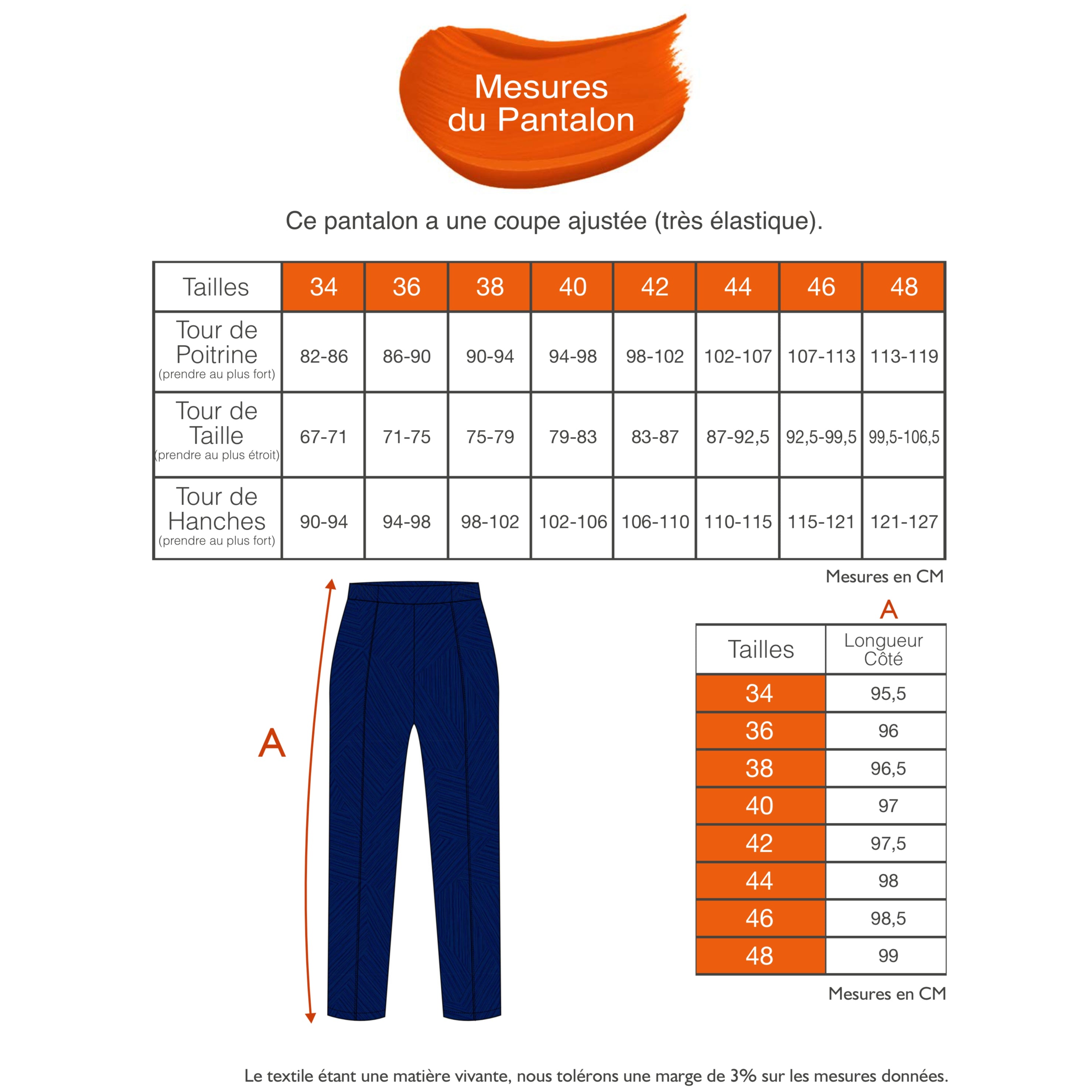 Guide des tailles - LE PANTALON | OLYMPE