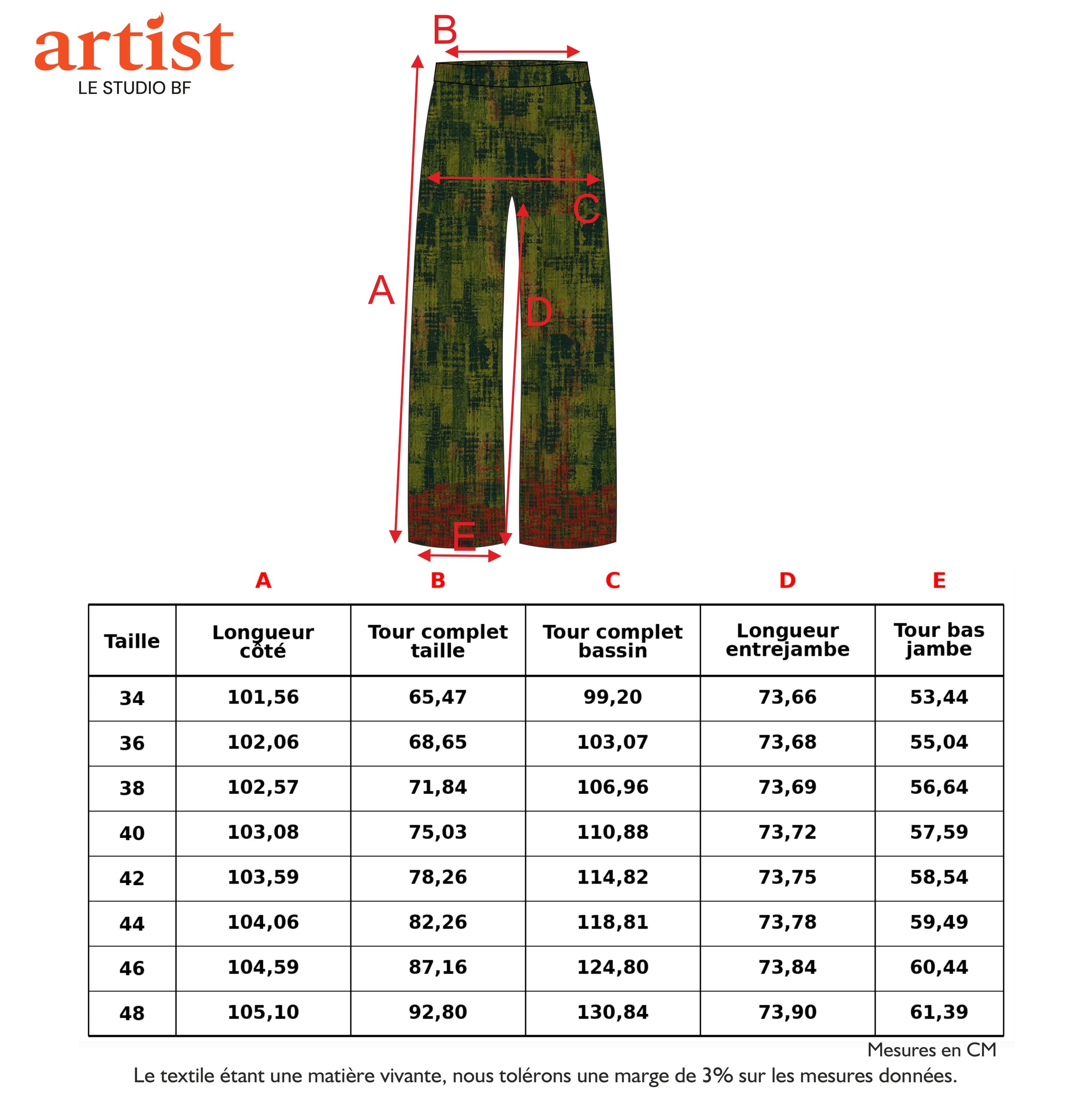 Guide des tailles - THE PRINTED TROUSERS | A DREAM?