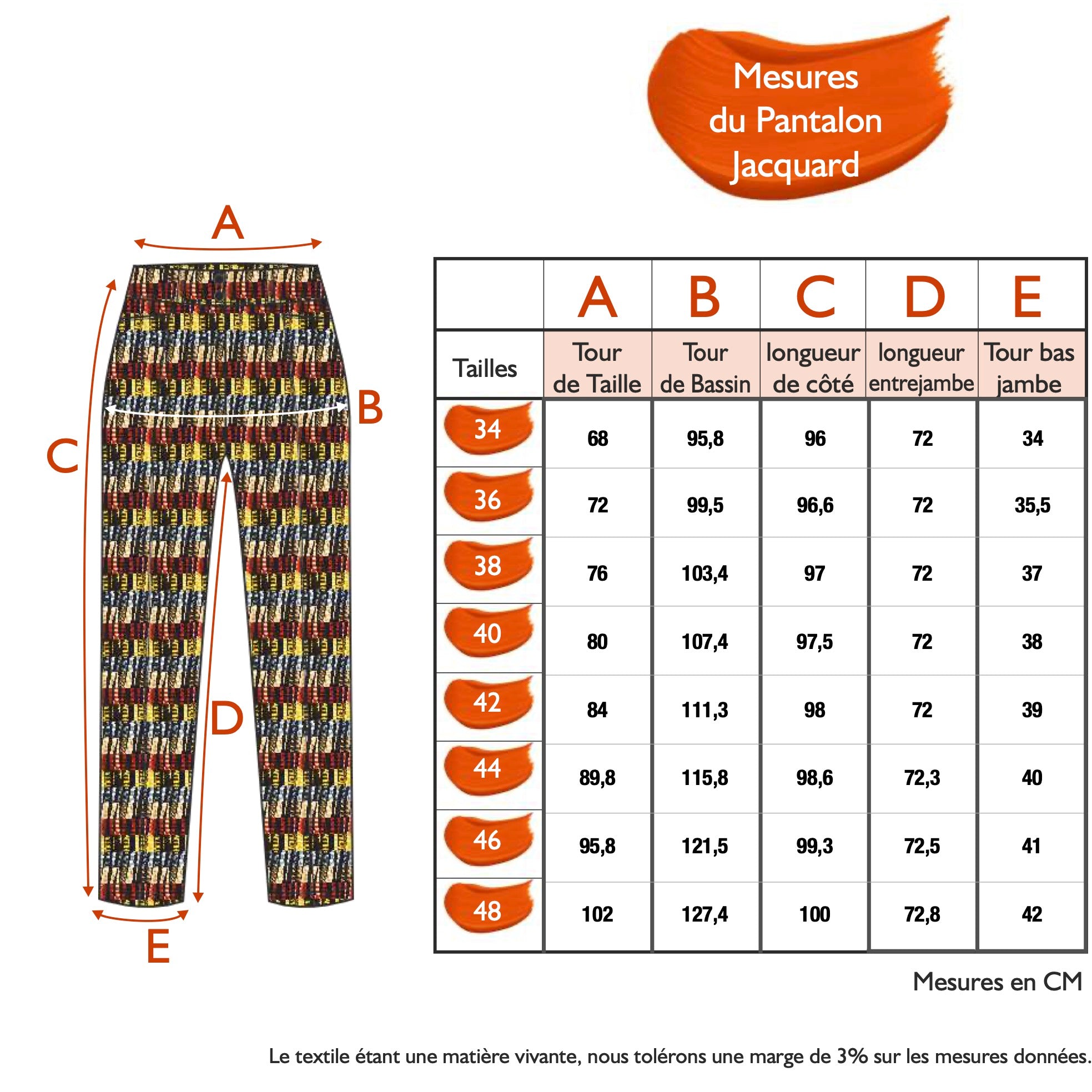 Guide des tailles - LE PANTALON JACQUARD | NOUVELLE VAGUE