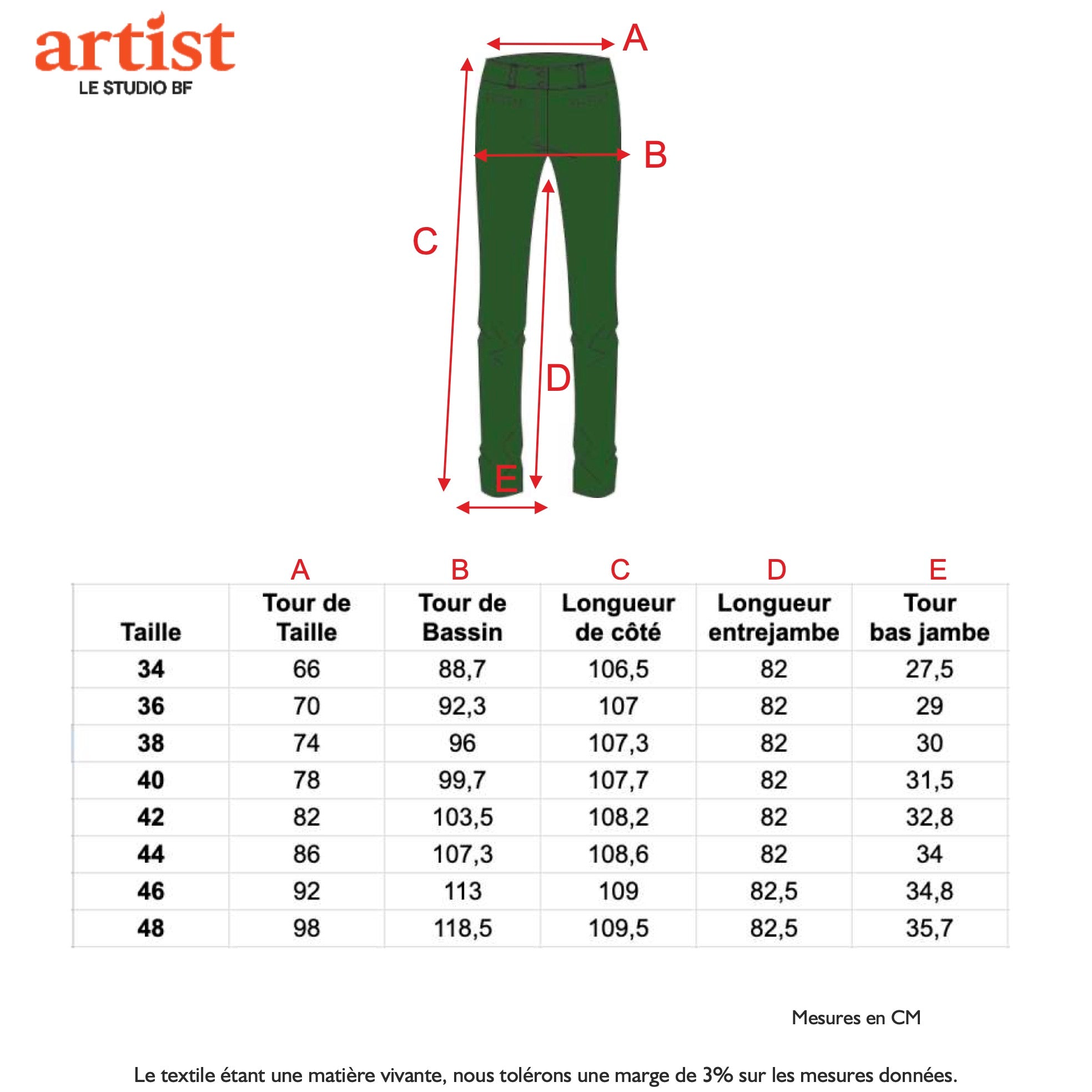 Guide des tailles - LE PANTALON SUÉDÉ | MURMURE VÉGÉTAL