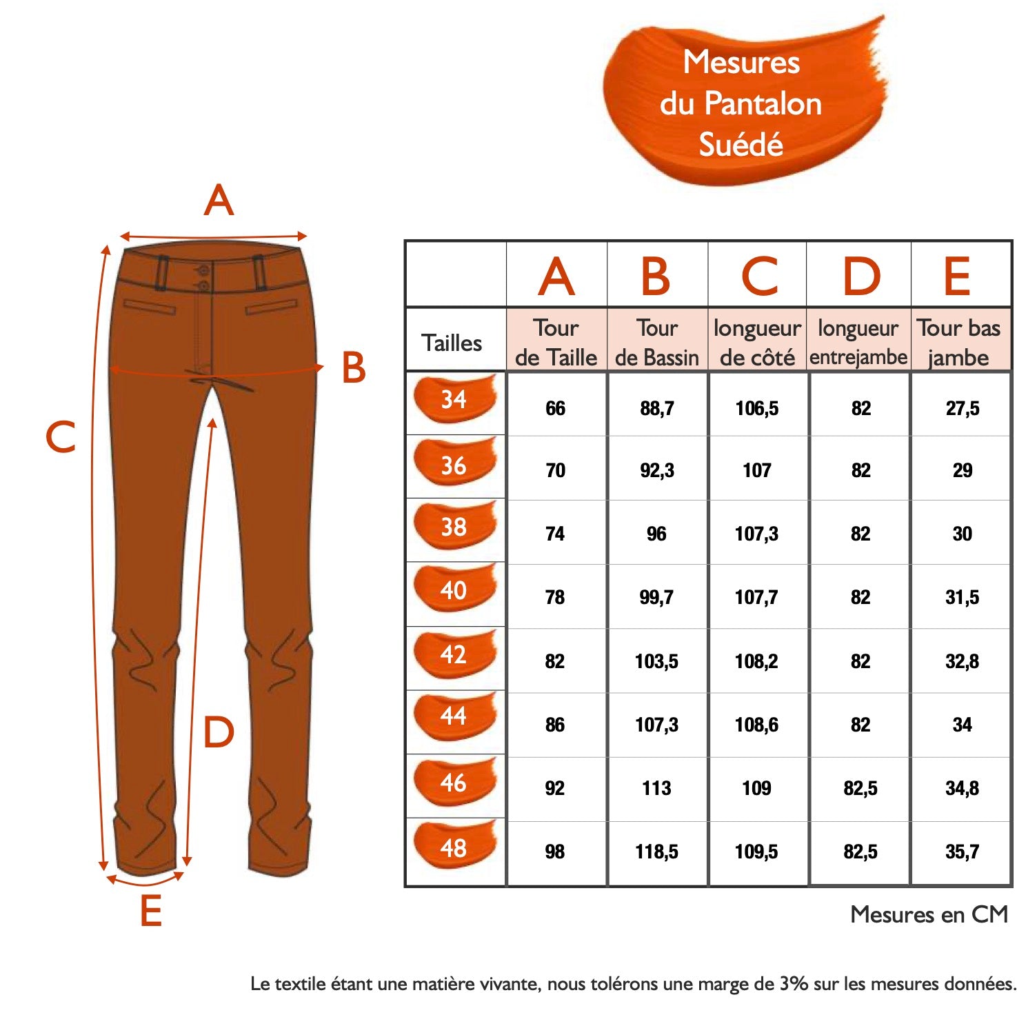 Guide des tailles - LE PANTALON SUÉDÉ | EN BONNE COMPAGNIE