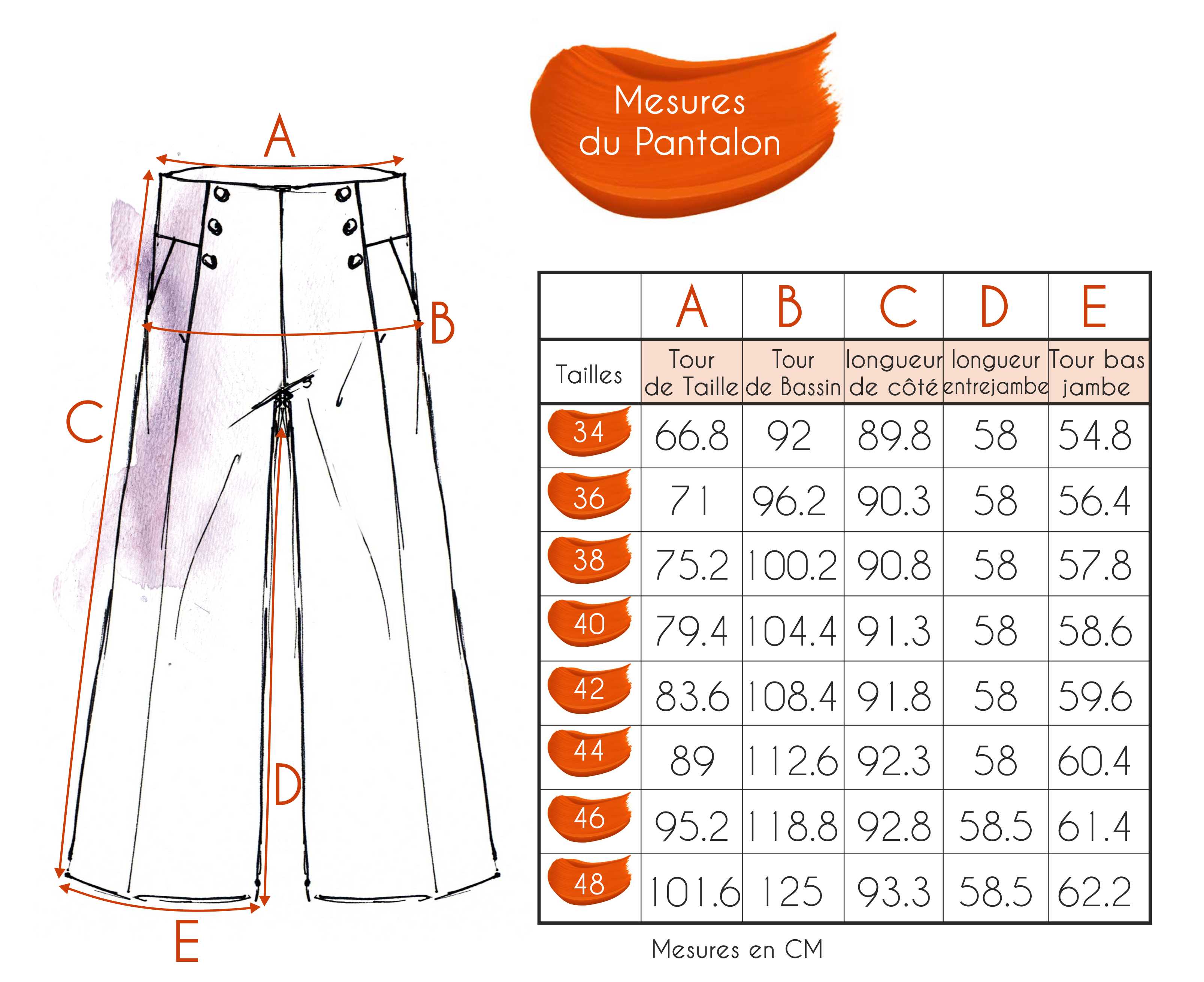 Guide des tailles - PANTALON | PRESQU'ÎLE
