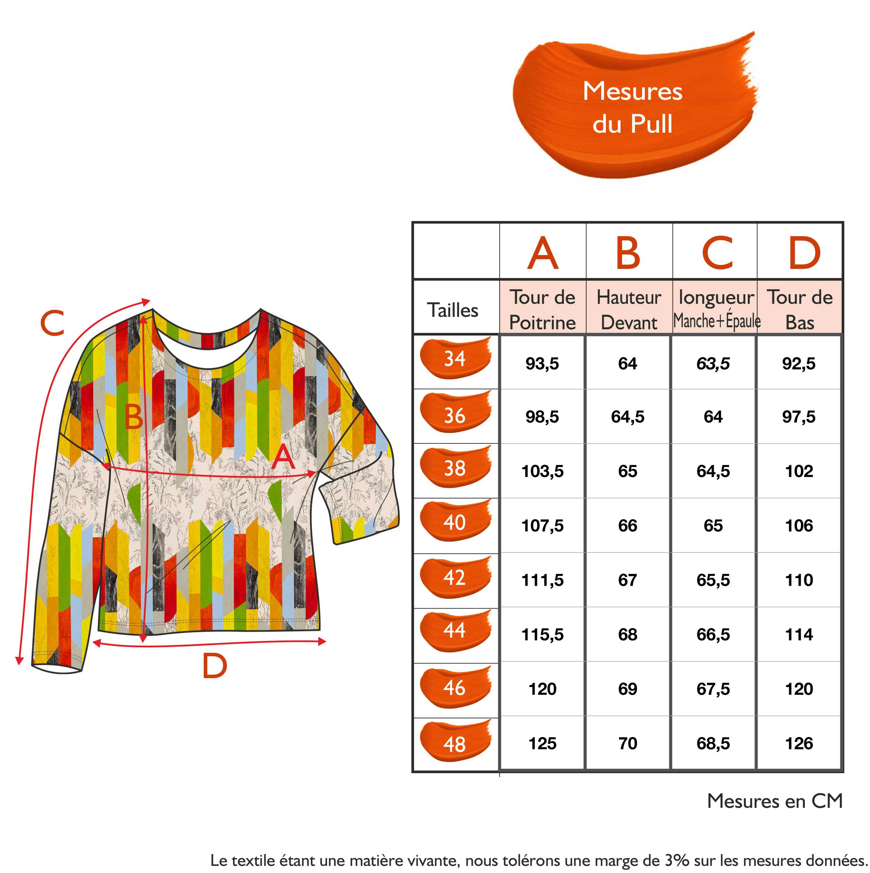 Guide des tailles - LE PULL IMPRIMÉ | LES HERBES FOLLES