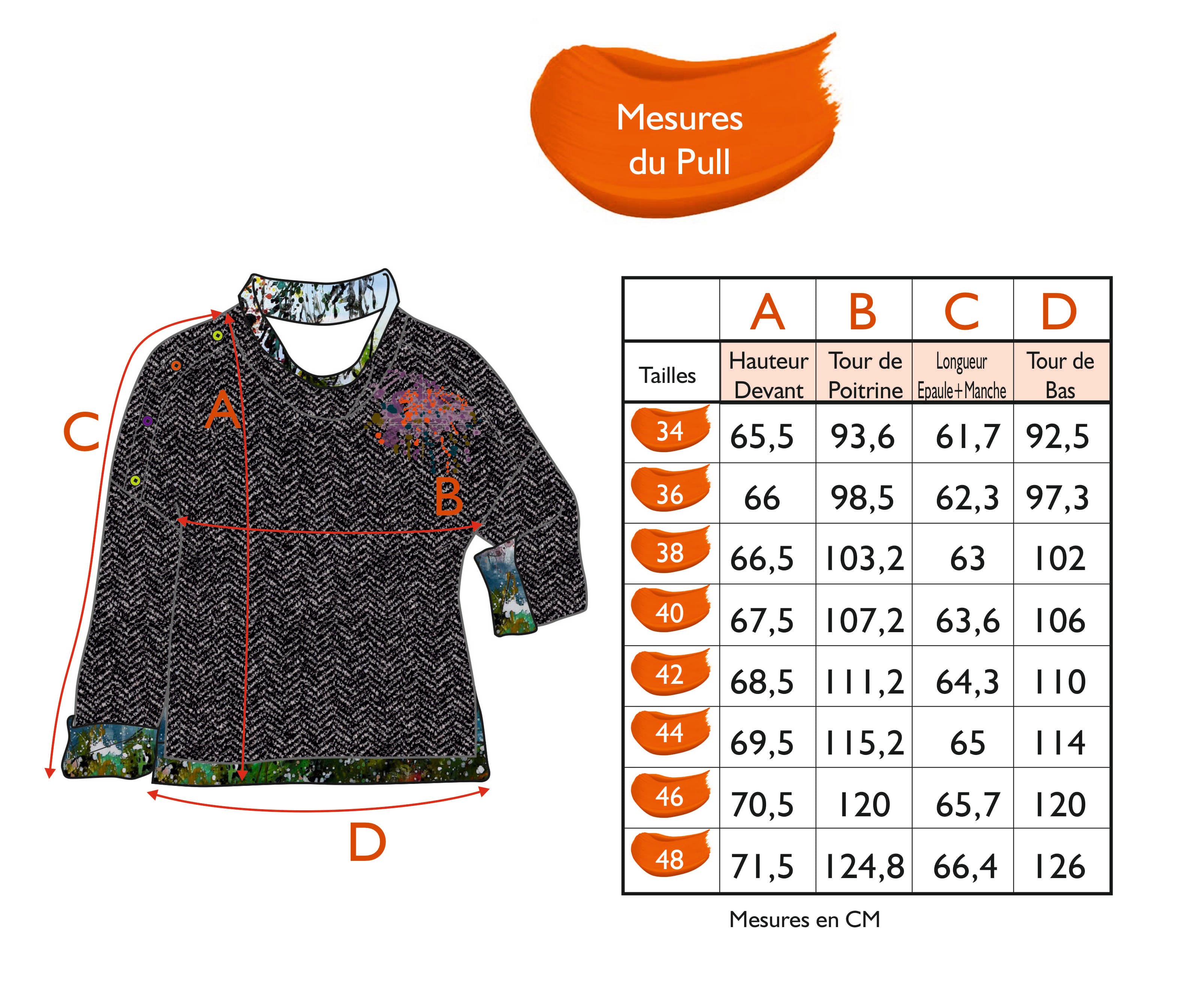 Guide des tailles - LE PULL | AU PARADIS