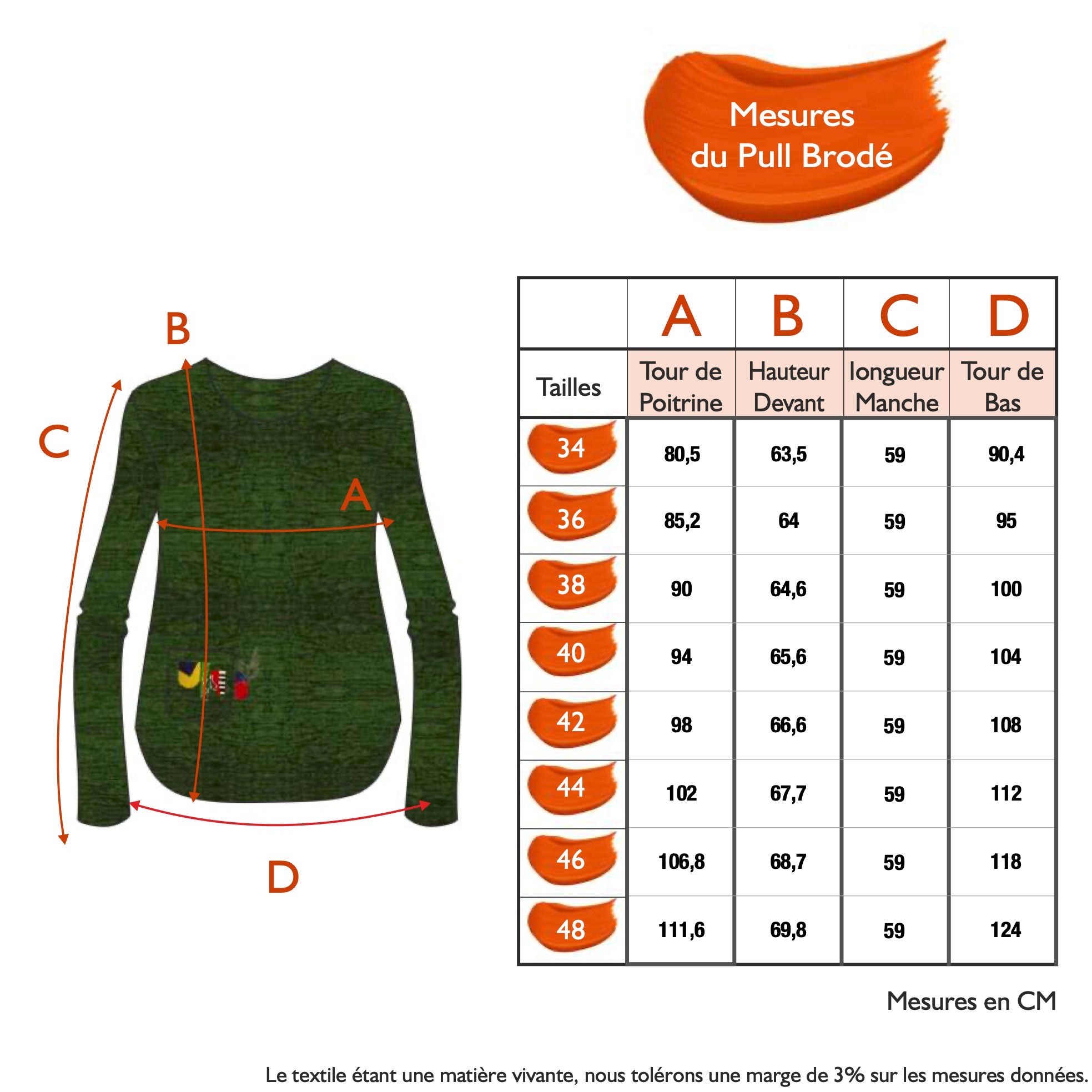 Guide des tailles - LE PULL BRODÉ | TOUS ENSEMBLE