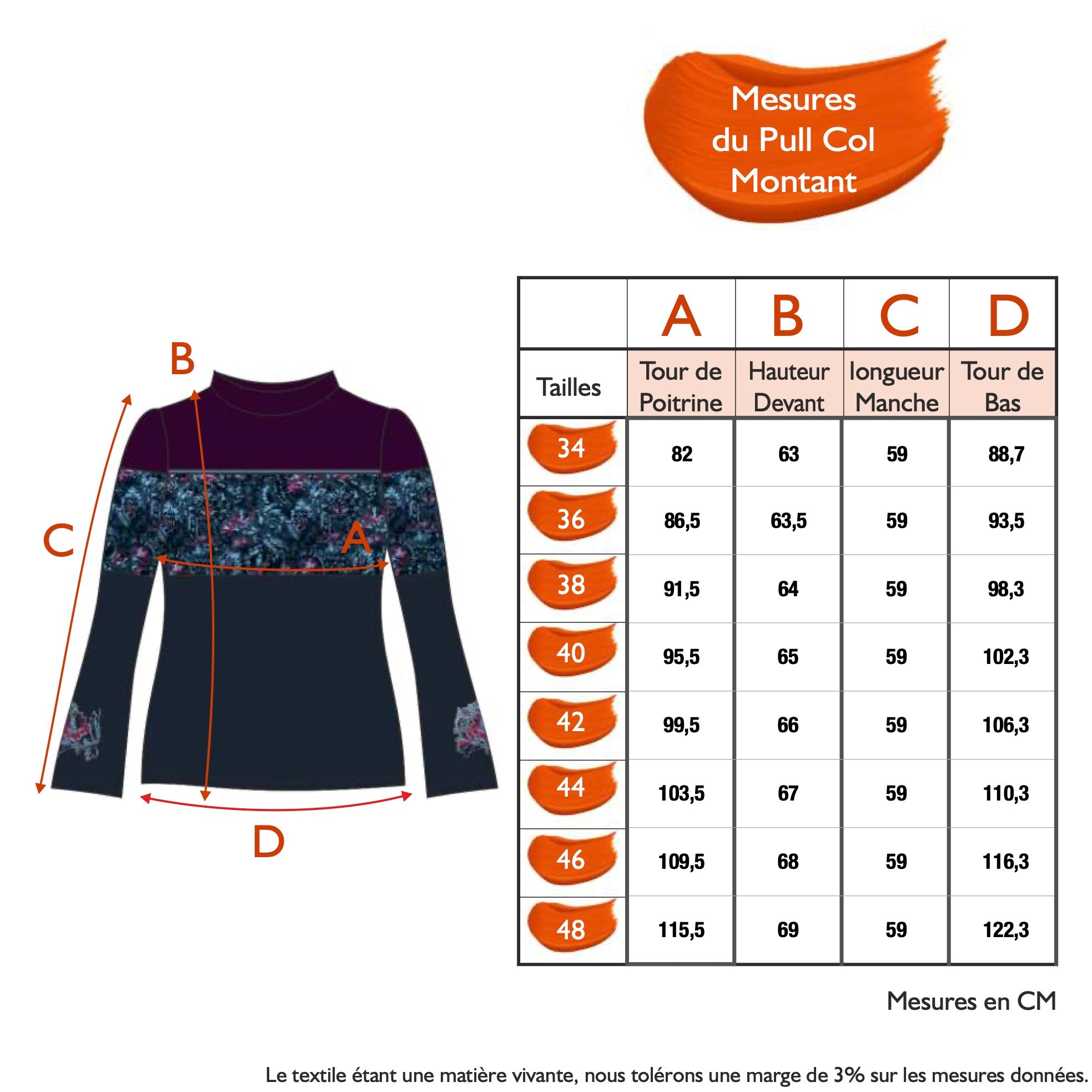 Guide des tailles - LE PULL COL MONTANT | MEMORY