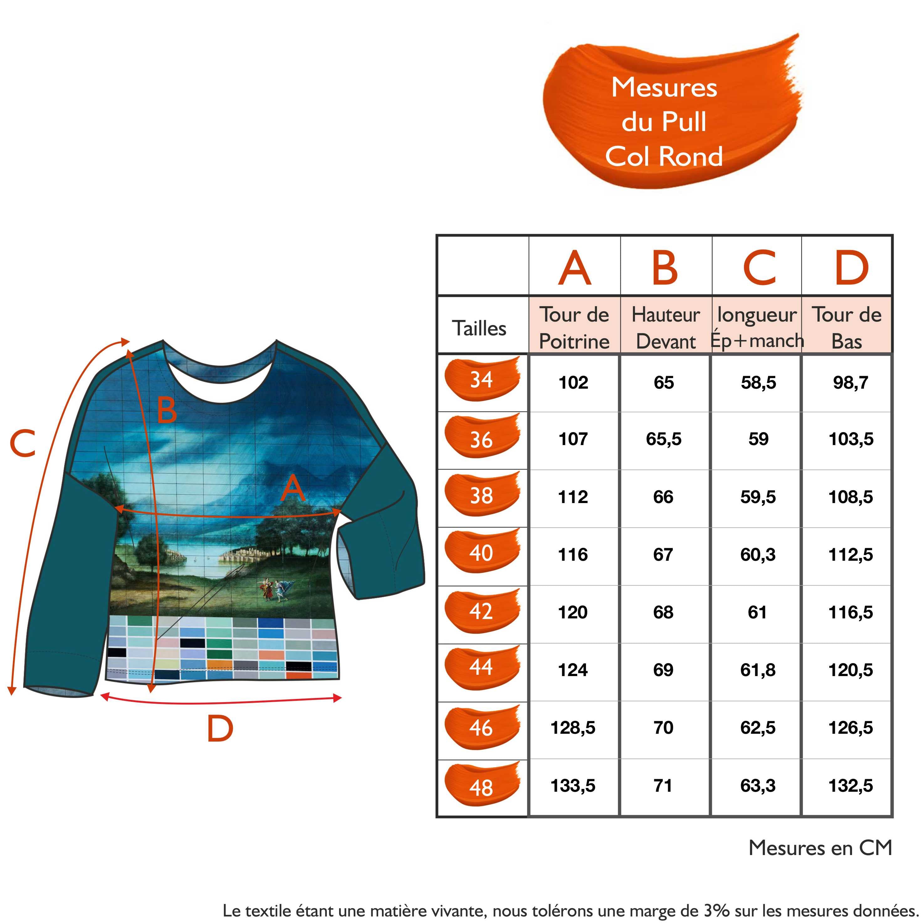 Guide des tailles - LE PULL COL ROND | HARMONIA