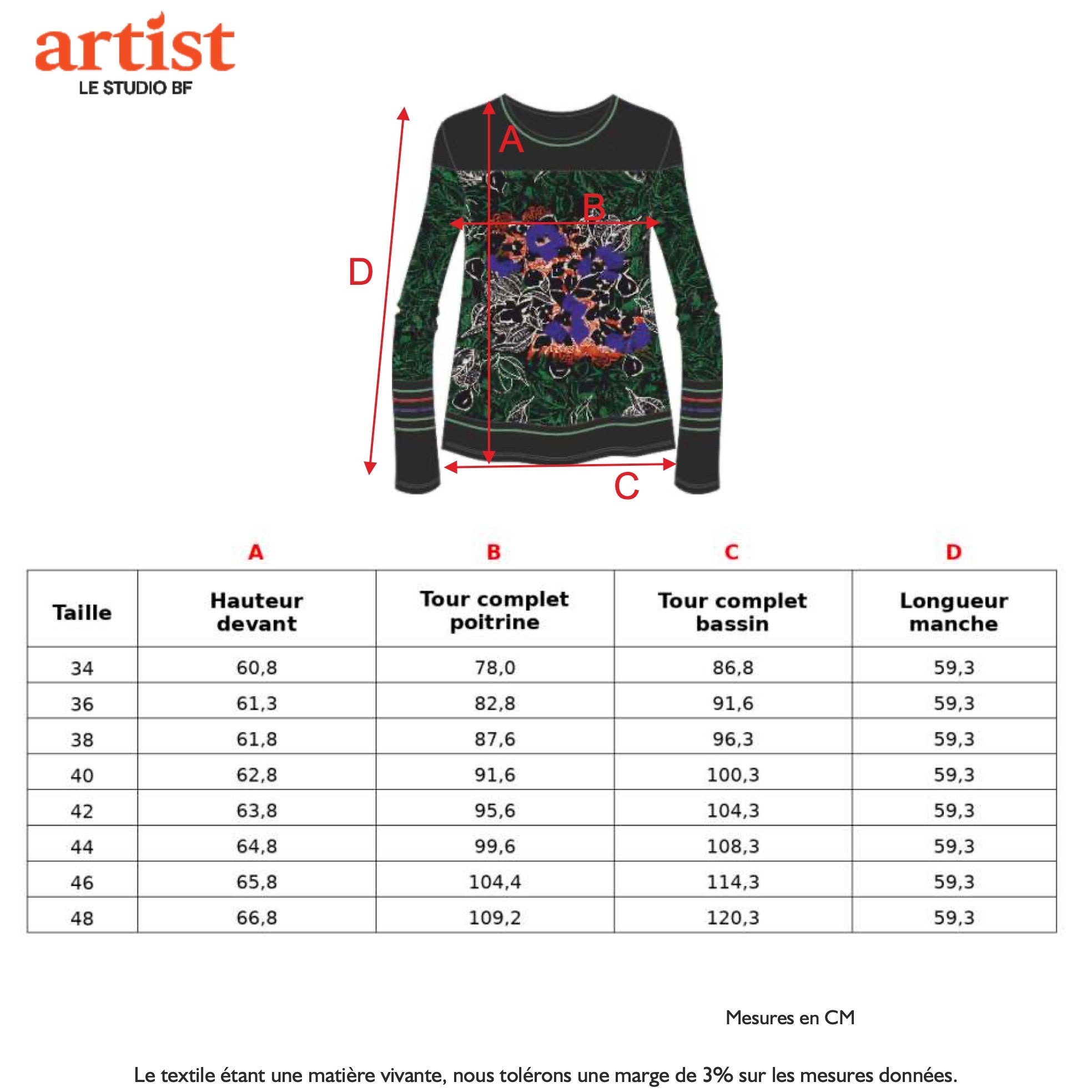 Guide des tailles - LE PULL EN VELOURS | MURMURE VÉGÉTAL