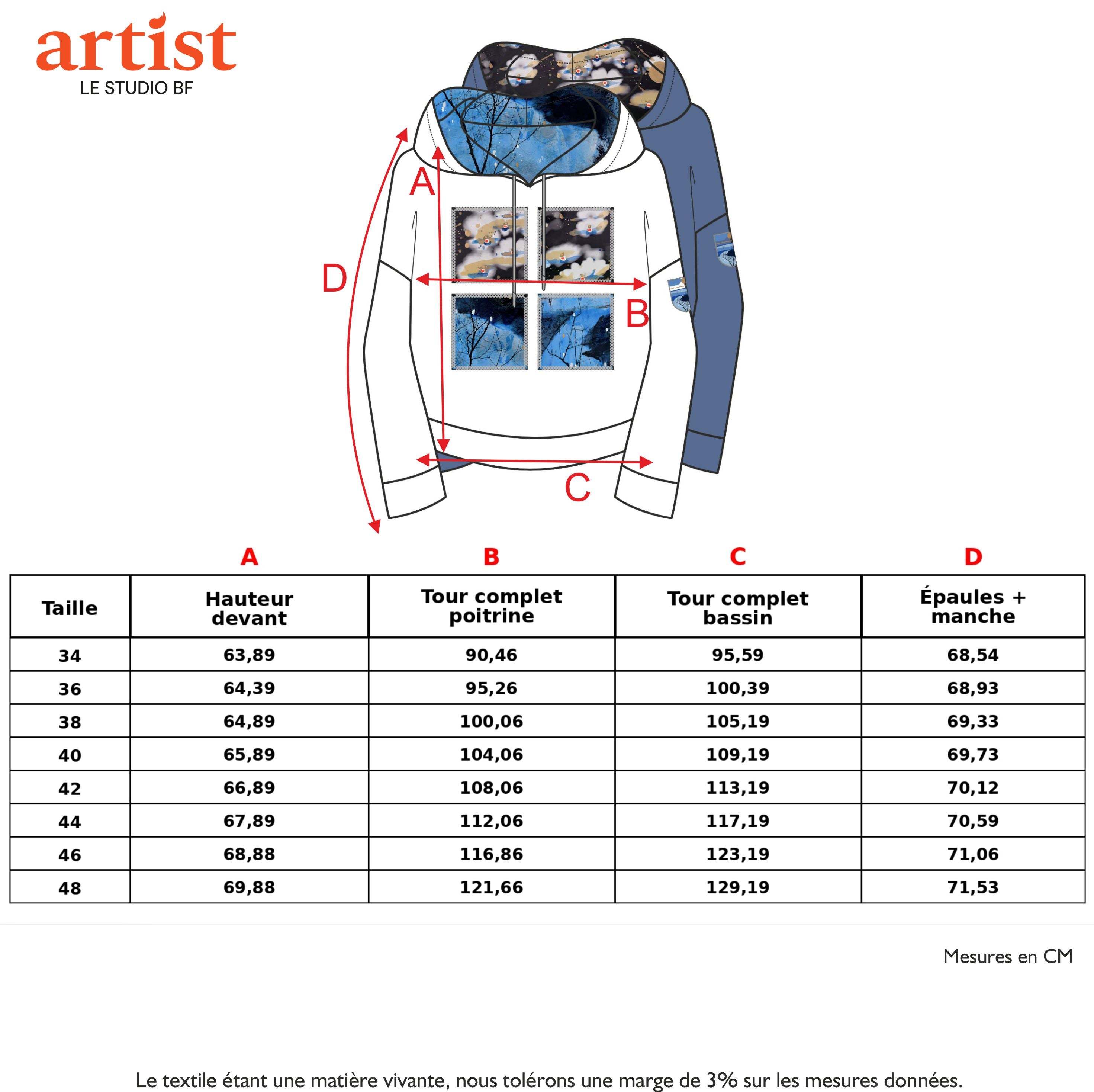 Guide des tailles - LE SWEAT À CAPUCHE | GRAND NORD