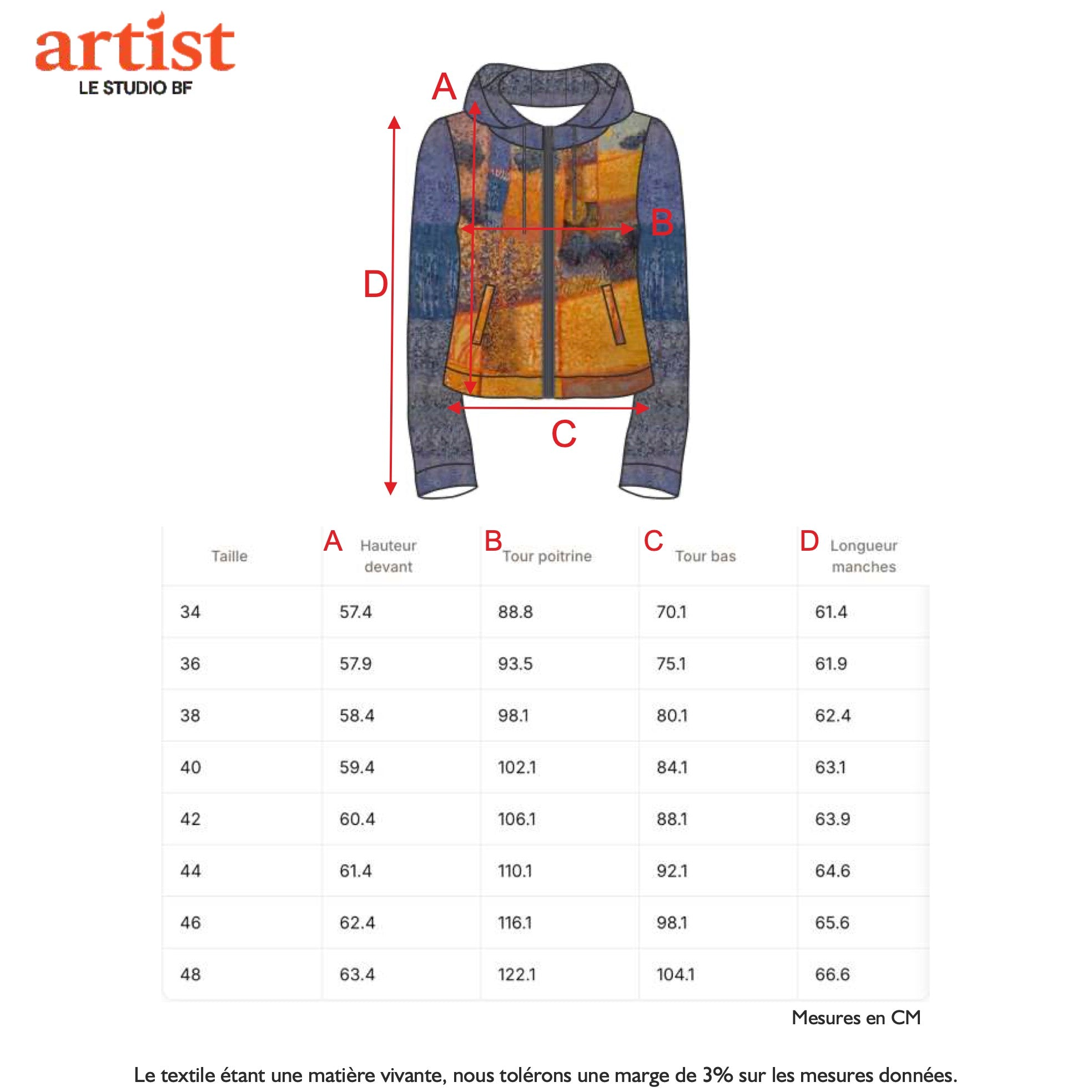 Guide des tailles - LE SWEAT À CAPUCHE | JARDIN SECRET