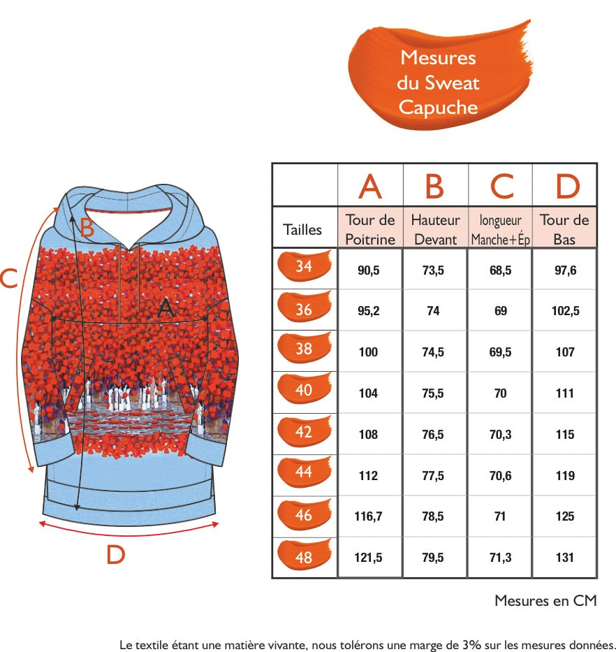 Guide des tailles - THE HOODED SWEATSHIRT | BREATHE