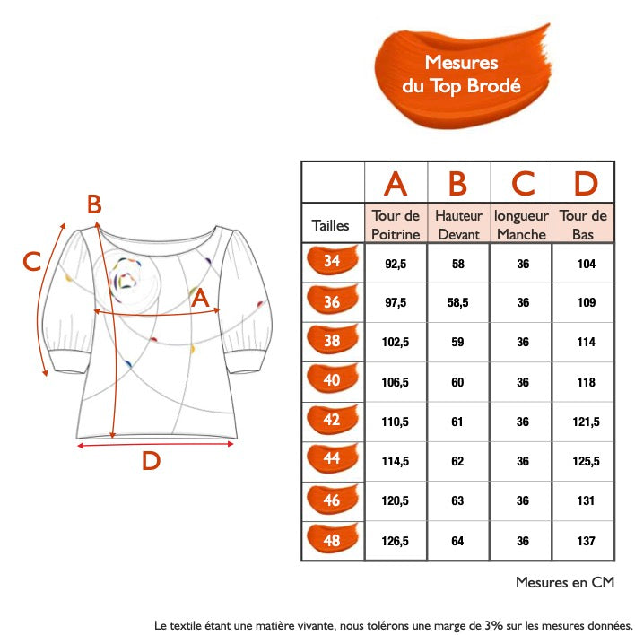 Guide des tailles - LE TOP BRODÉ | PLEIN SOLEIL