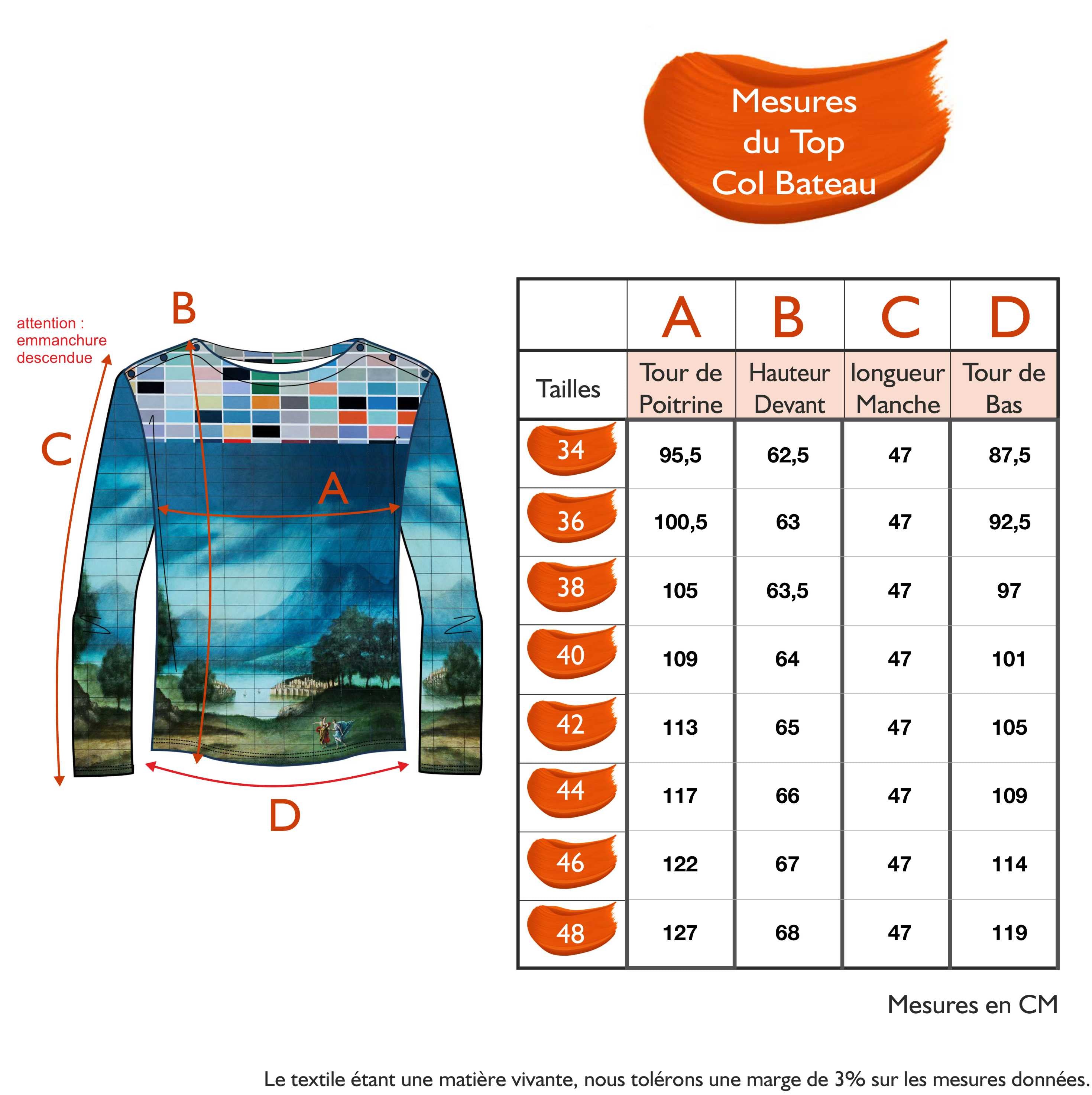 Guide des tailles - LE TOP COL BATEAU | HARMONIA