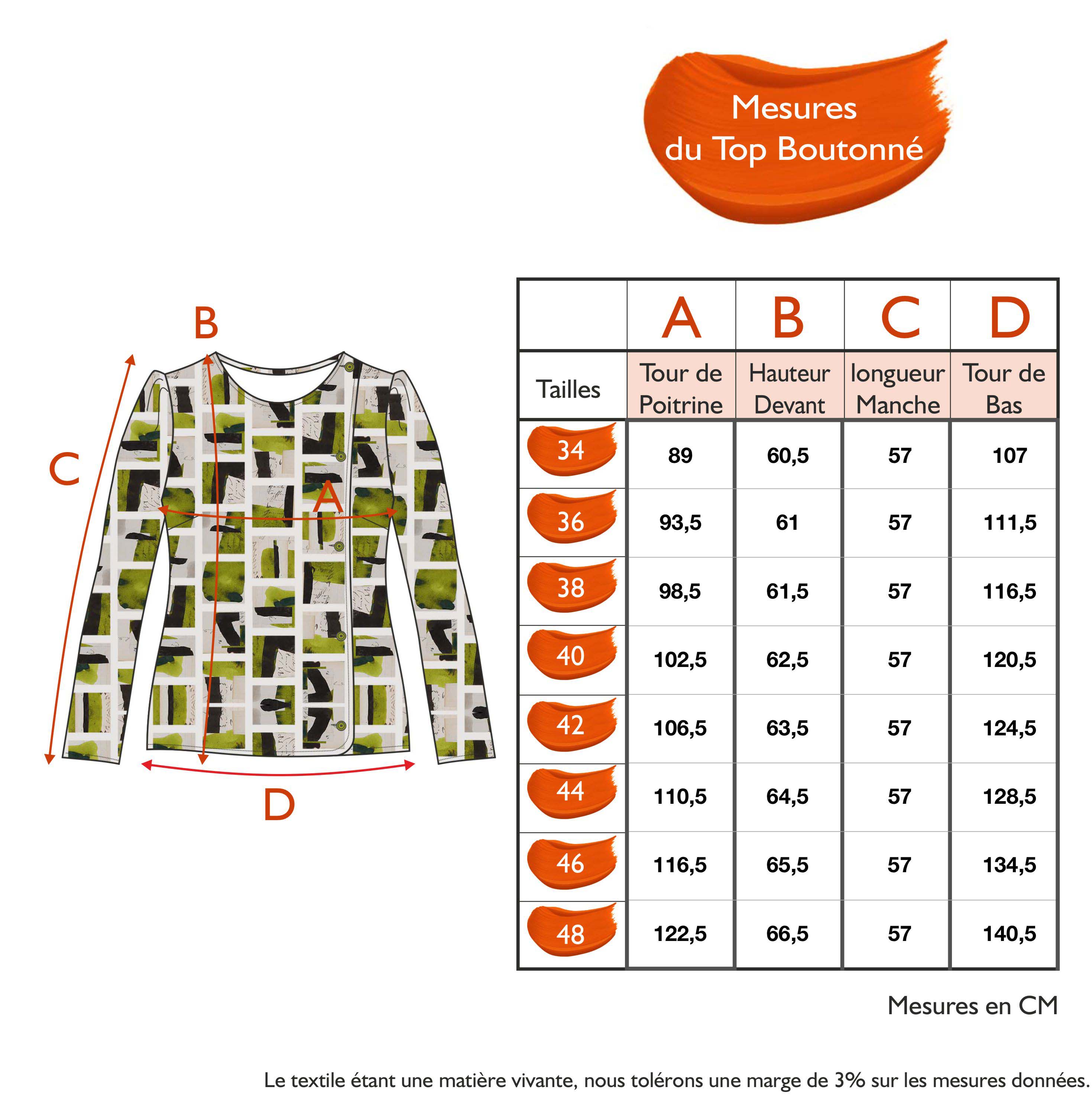 Guide des tailles - LE TOP BOUTONNÉ | FRAGMENTS