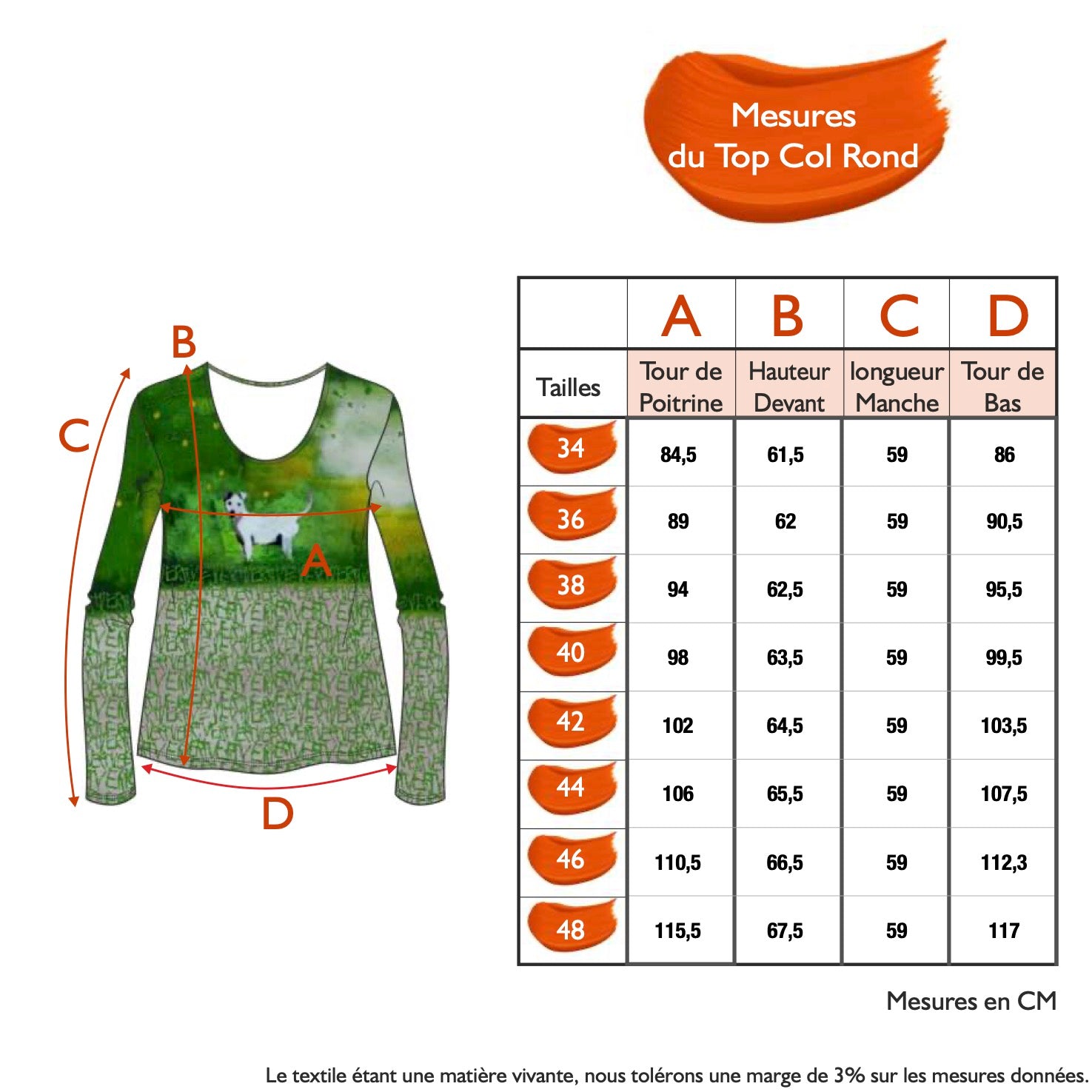 Guide des tailles - LE TOP COL ROND | EN BONNE COMPAGNIE