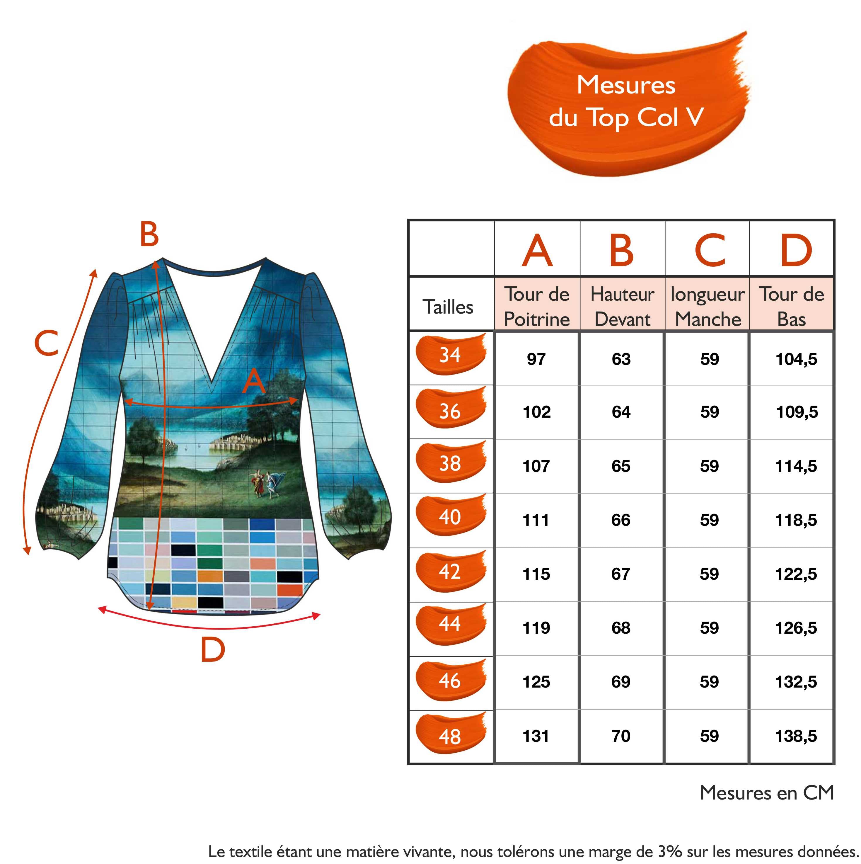Guide des tailles - LE TOP COL V | HARMONIA