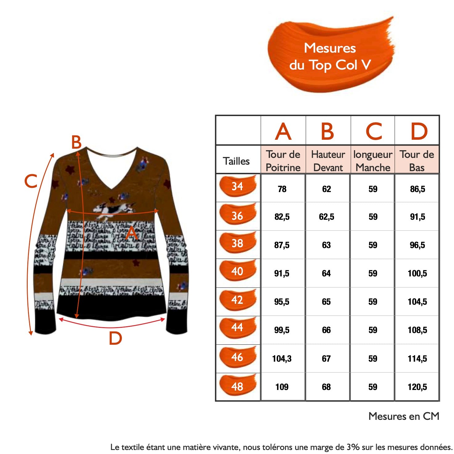 Guide des tailles - LE TOP COL V | EN BONNE COMPAGNIE