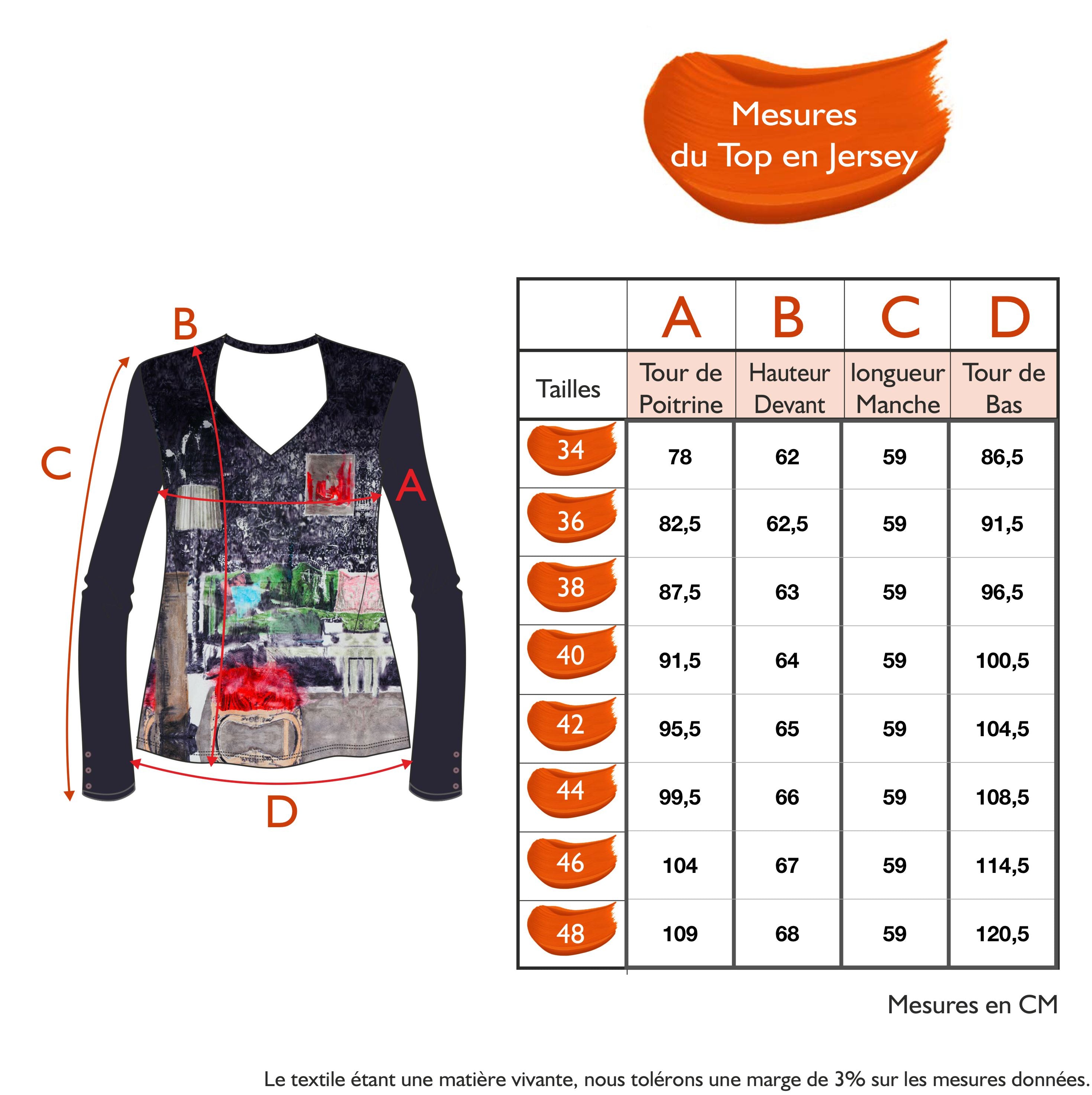 Guide des tailles - LE TOP | BAROCCO