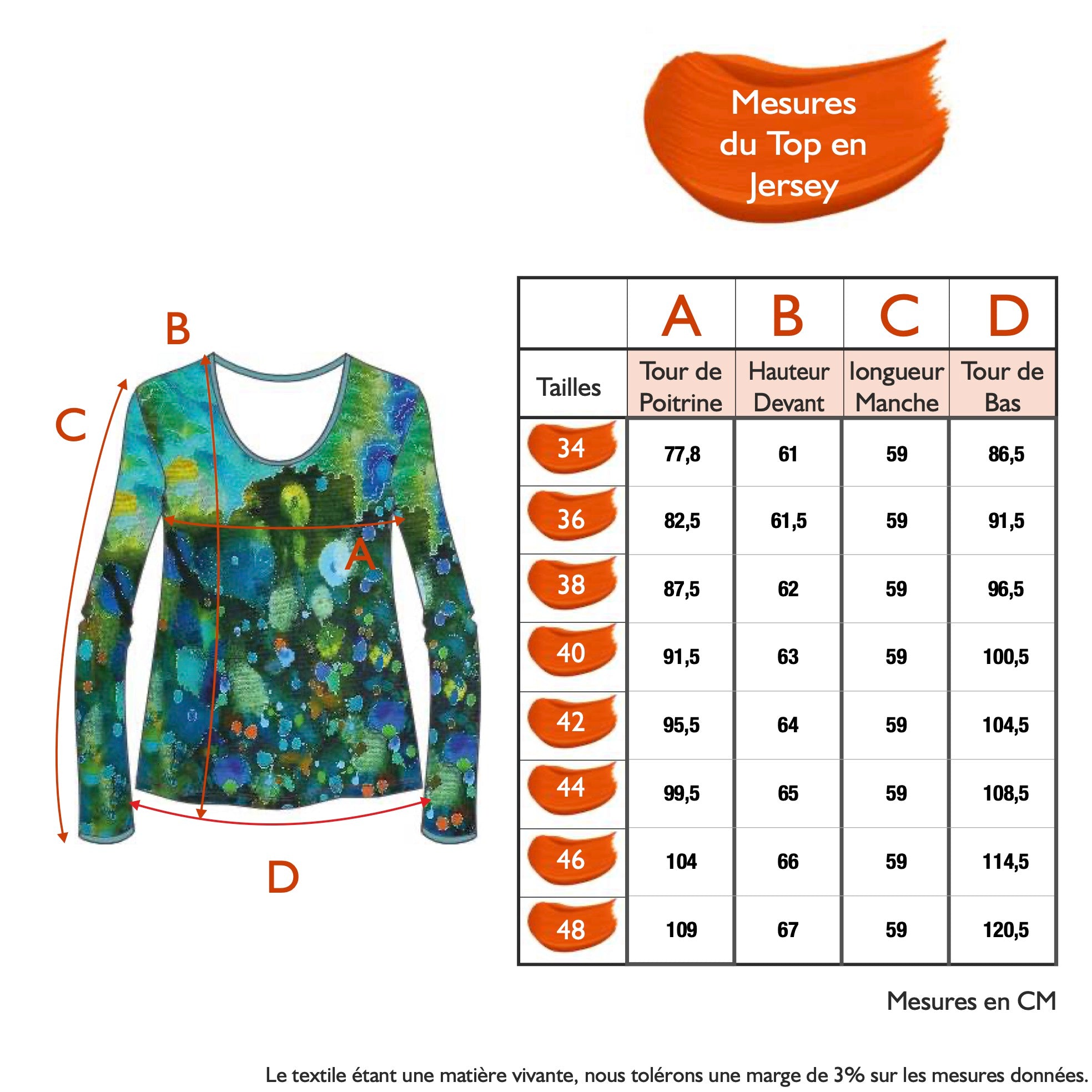 Guide des tailles - LE TOP EN JERSEY | AU PAYS DES MERVEILLES