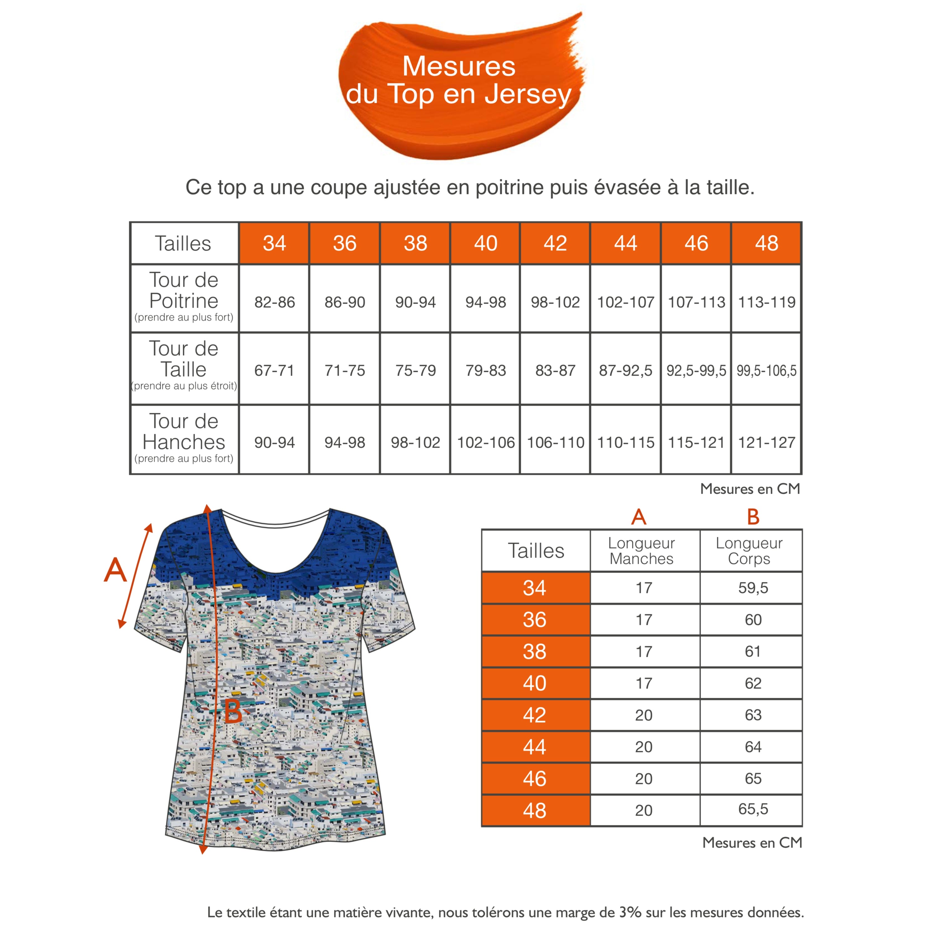 Guide des tailles - LE TOP EN JERSEY | OLYMPE