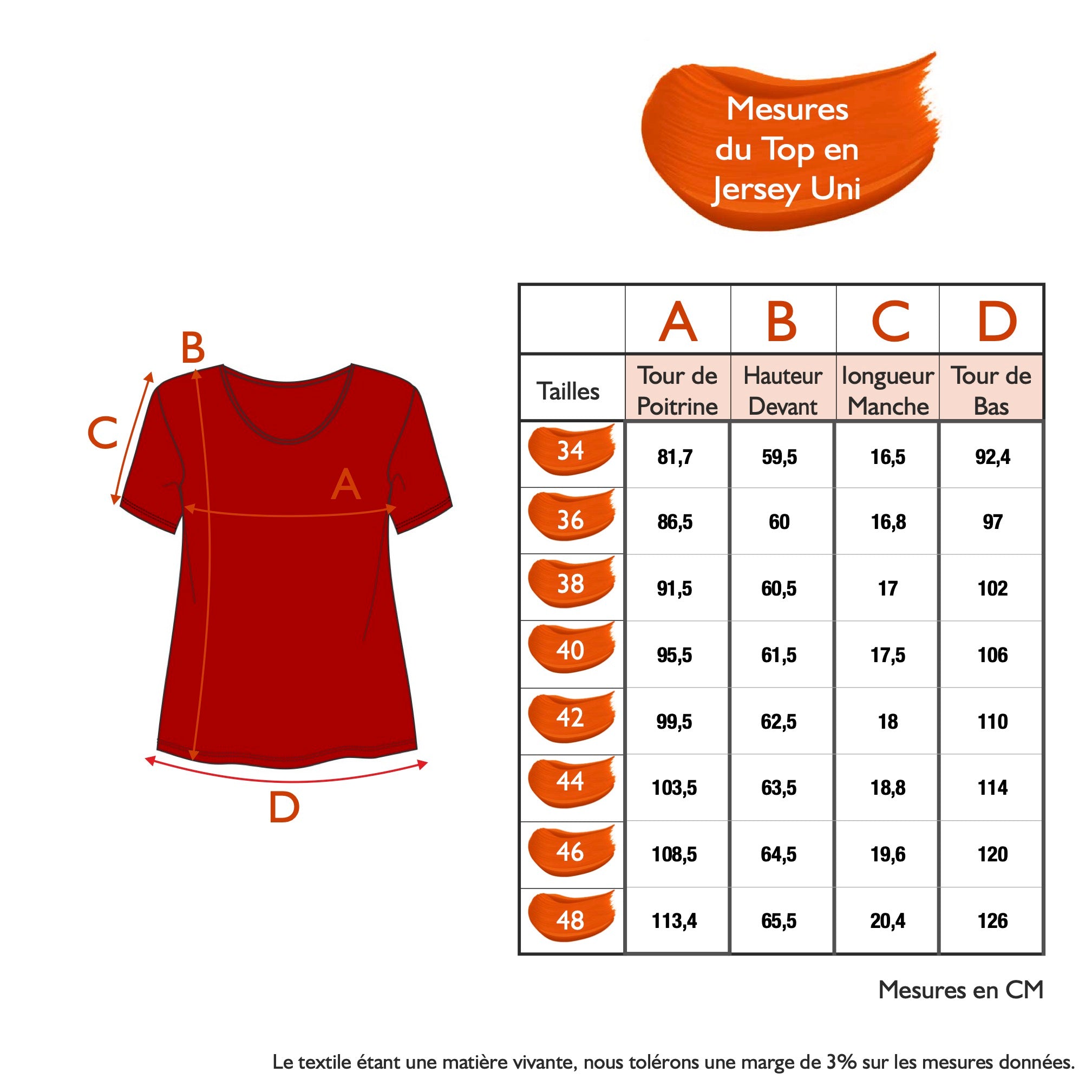 Guide des tailles - LE TOP EN JERSEY UNI | ÉPICÉE