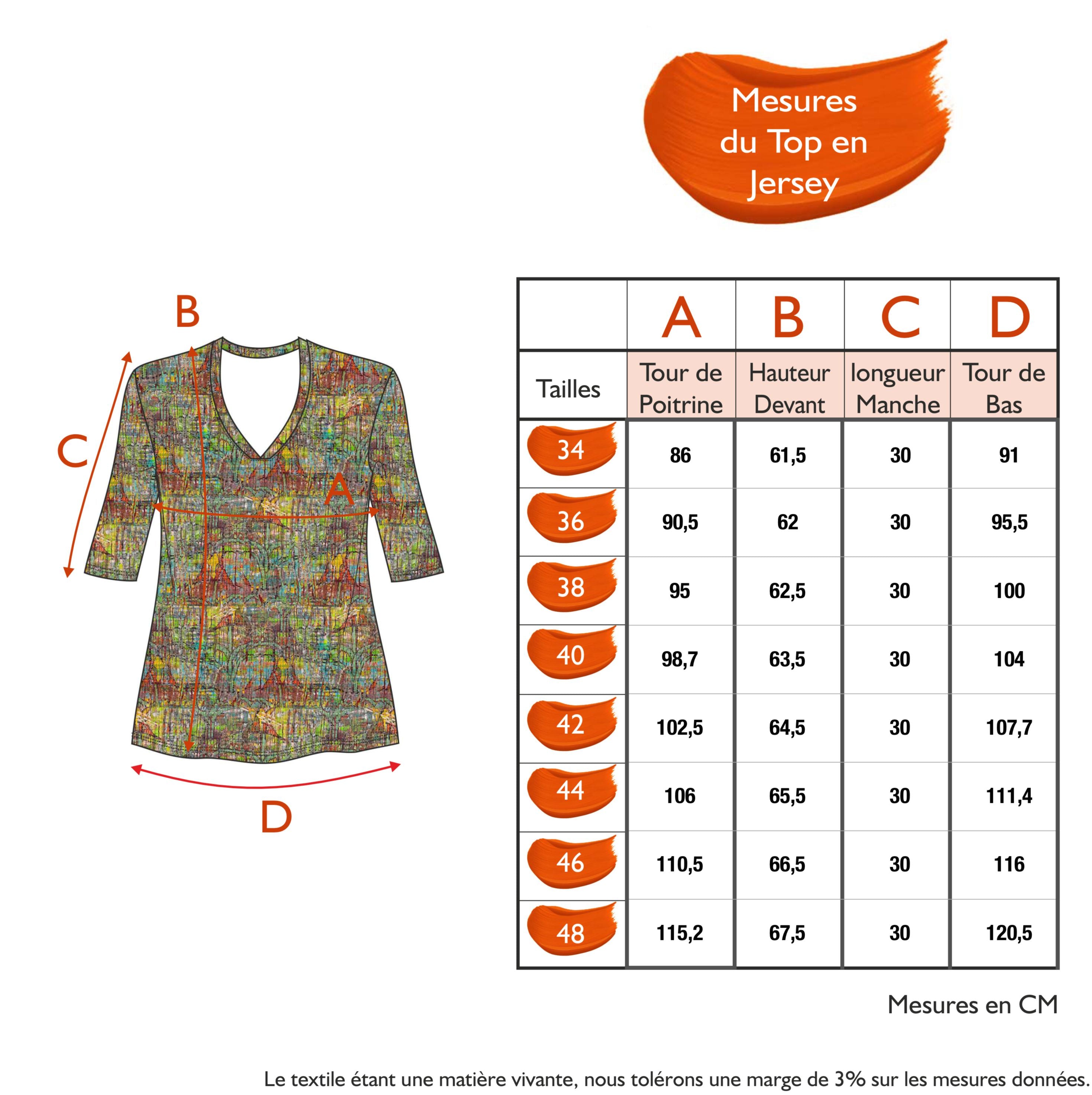 Guide des tailles - LE TOP EN JERSEY | TROPIC