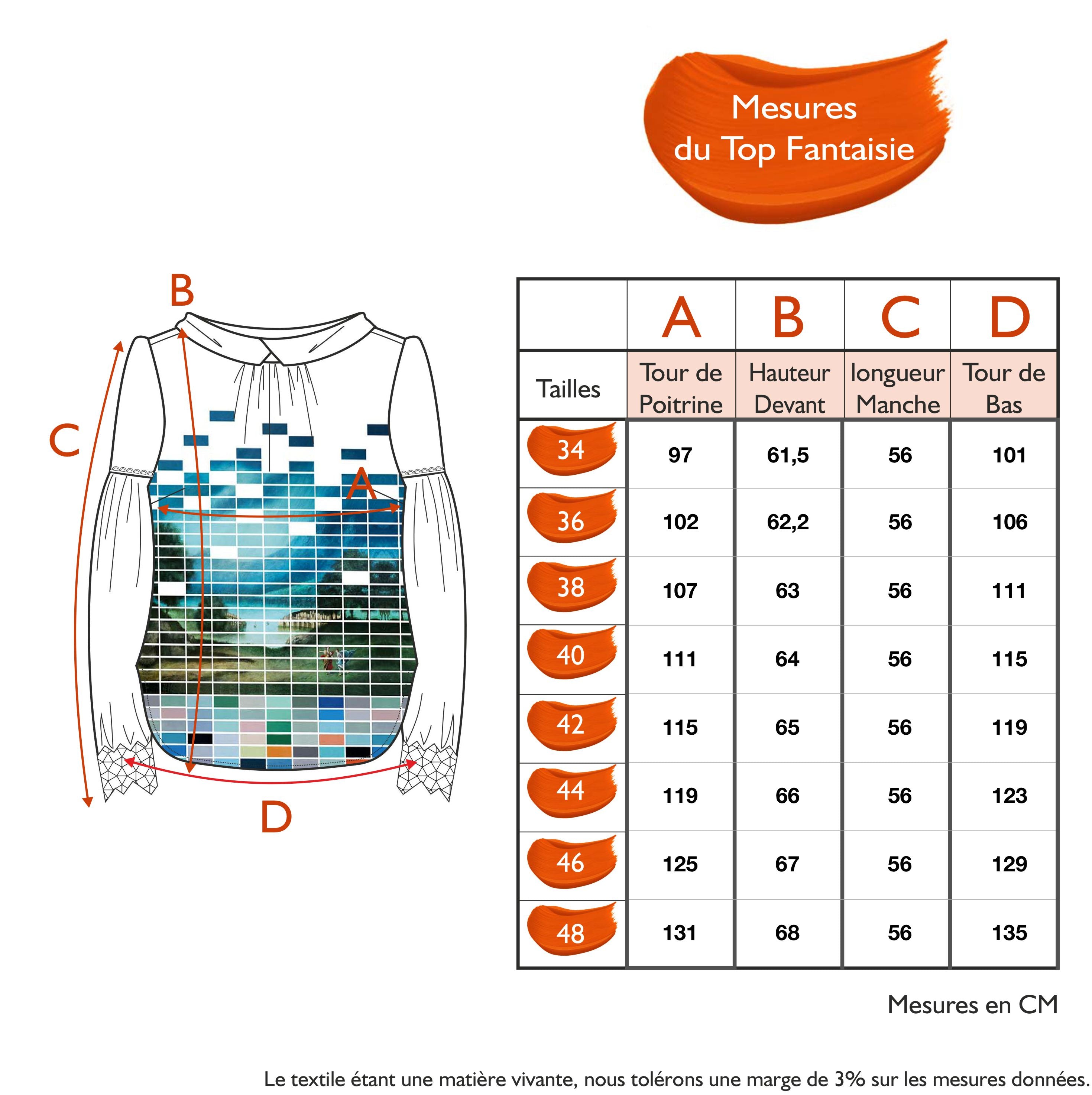 Guide des tailles - LE TOP FANTAISIE | HARMONIA