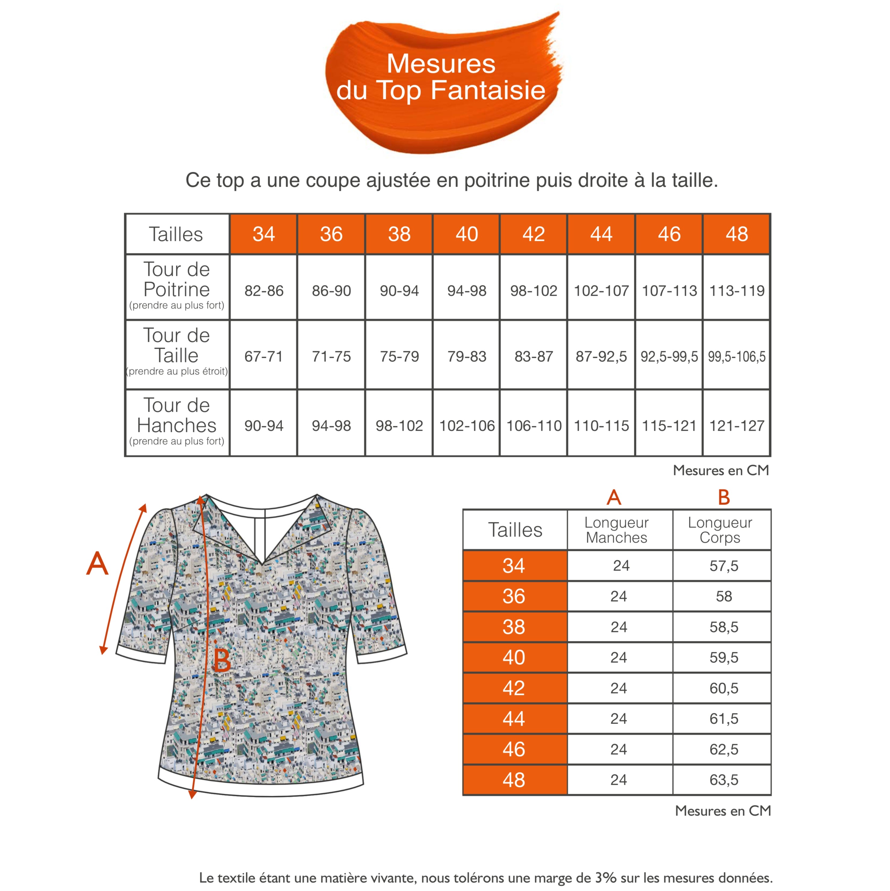Guide des tailles - LE TOP FANTAISIE | OLYMPE